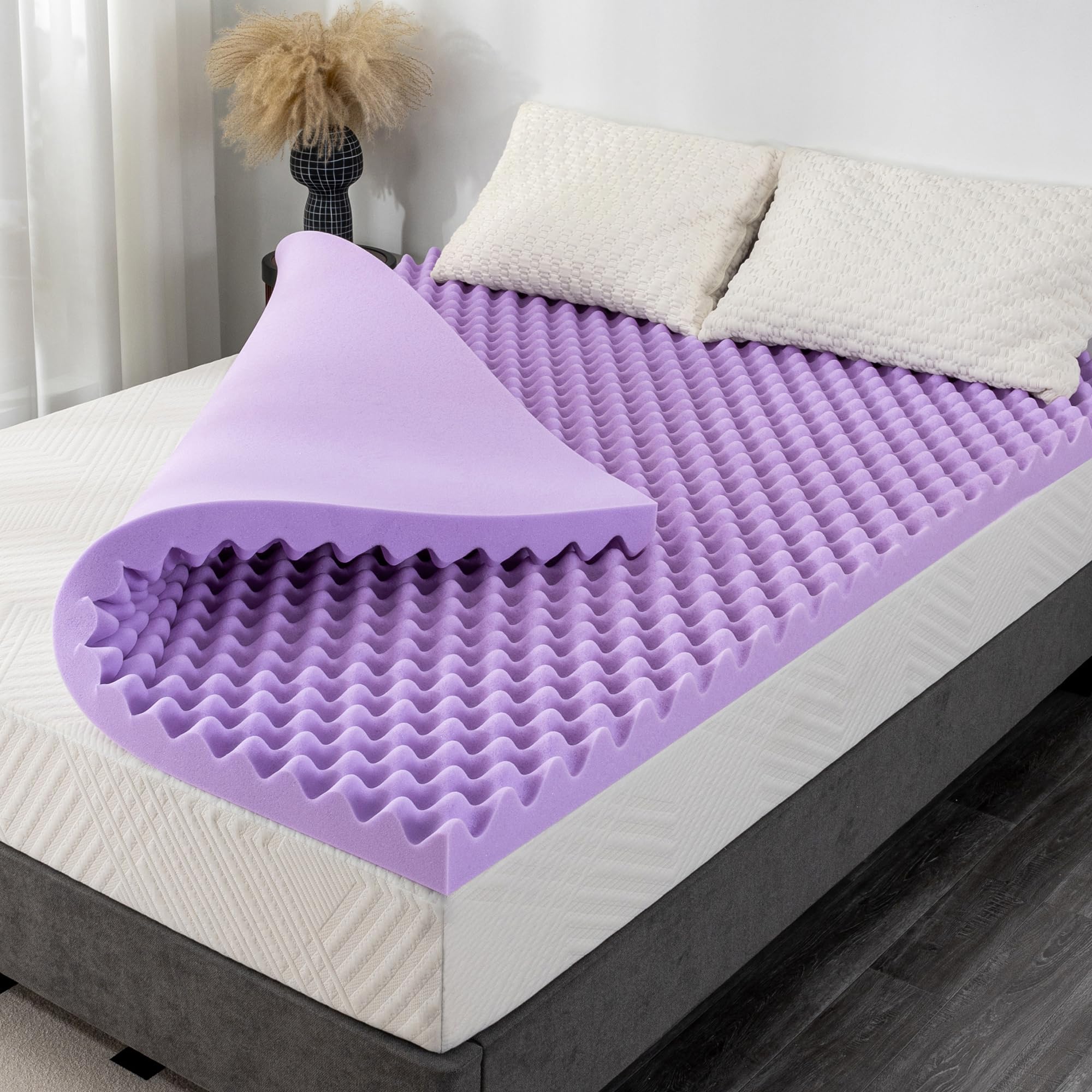3-Inch Egg Crate Lavender Memory Foam Topper