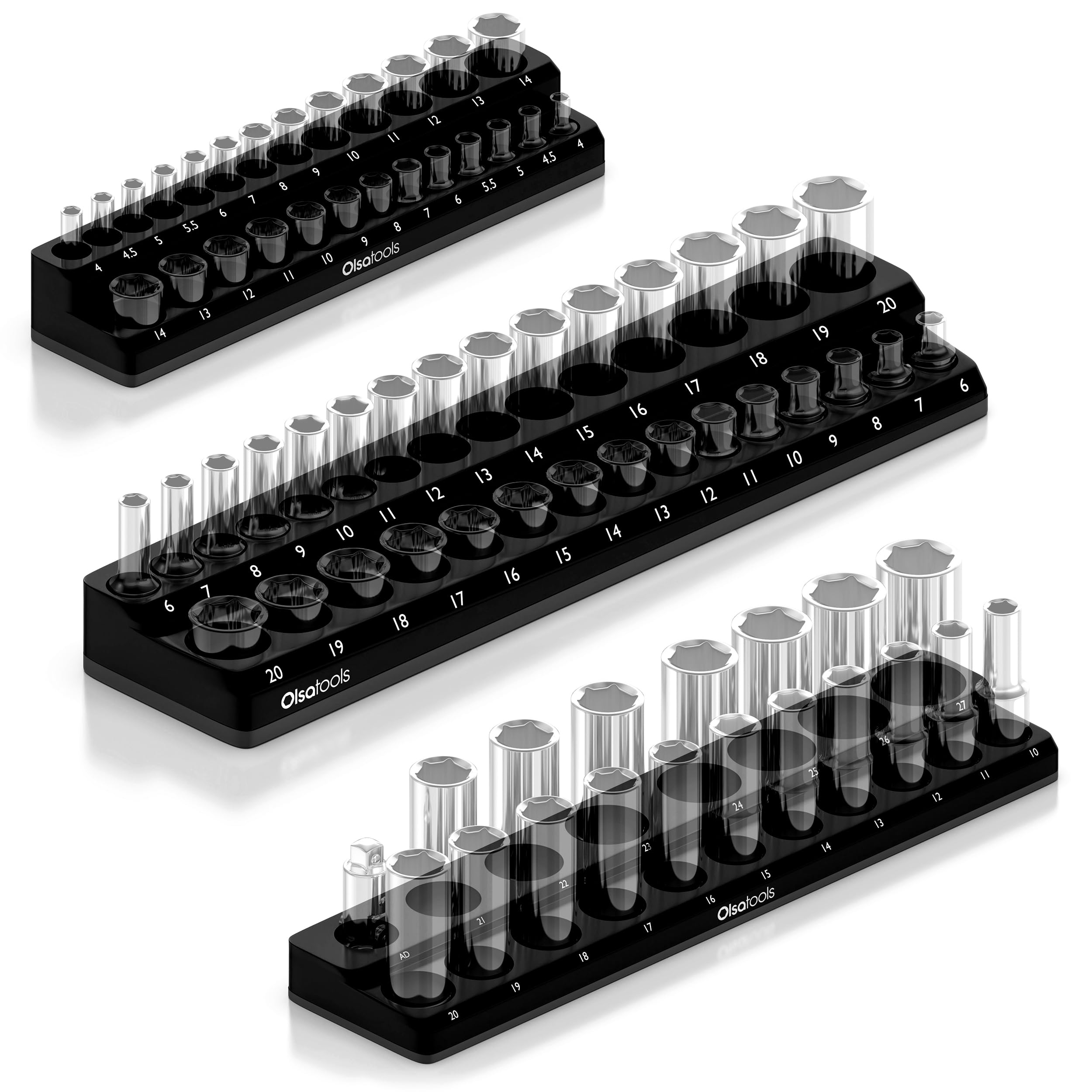 Olsa Tools Magnetic Socket Organizer (3-Piece)