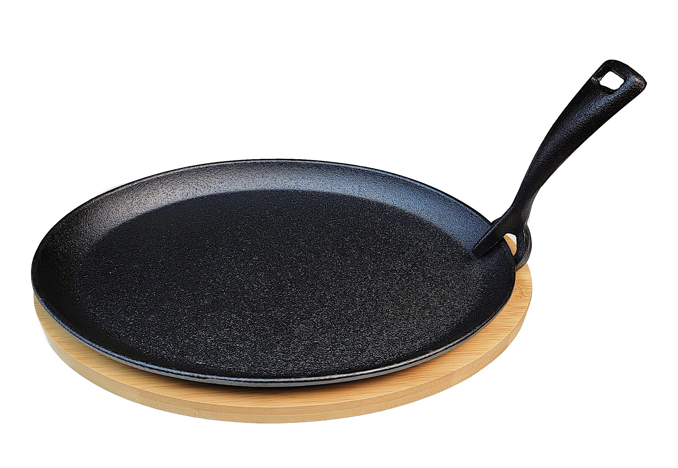 HAWOK Cast Iron Fajita Skillet with Bamboo Tray