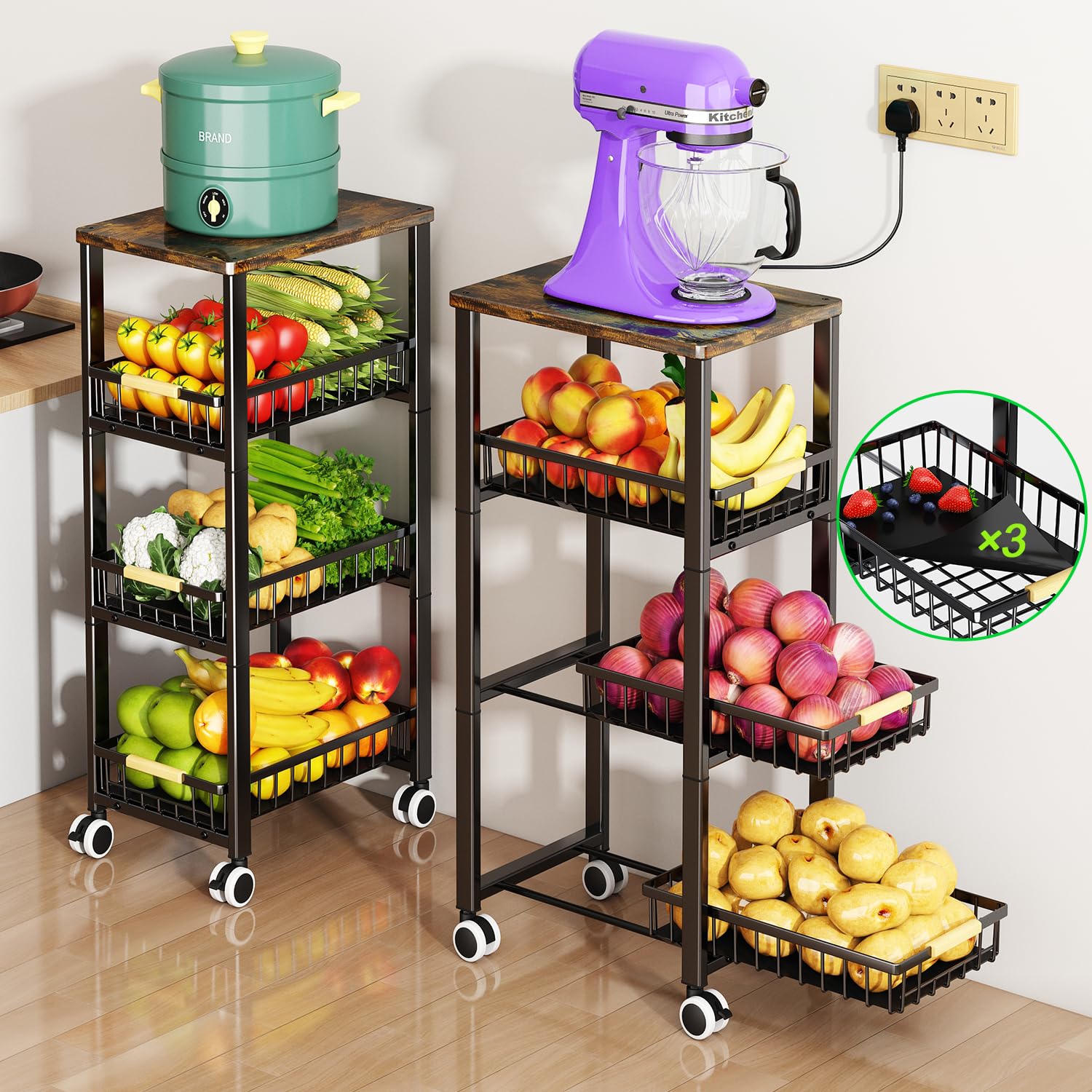 4-Tier Pull-Out Wire Storage Cart