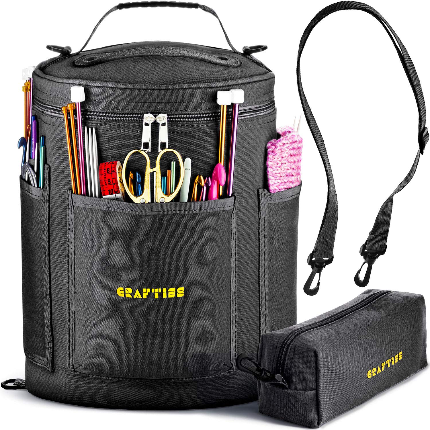 CRAFTISS Knitting Bag Canvas Yarn Storage