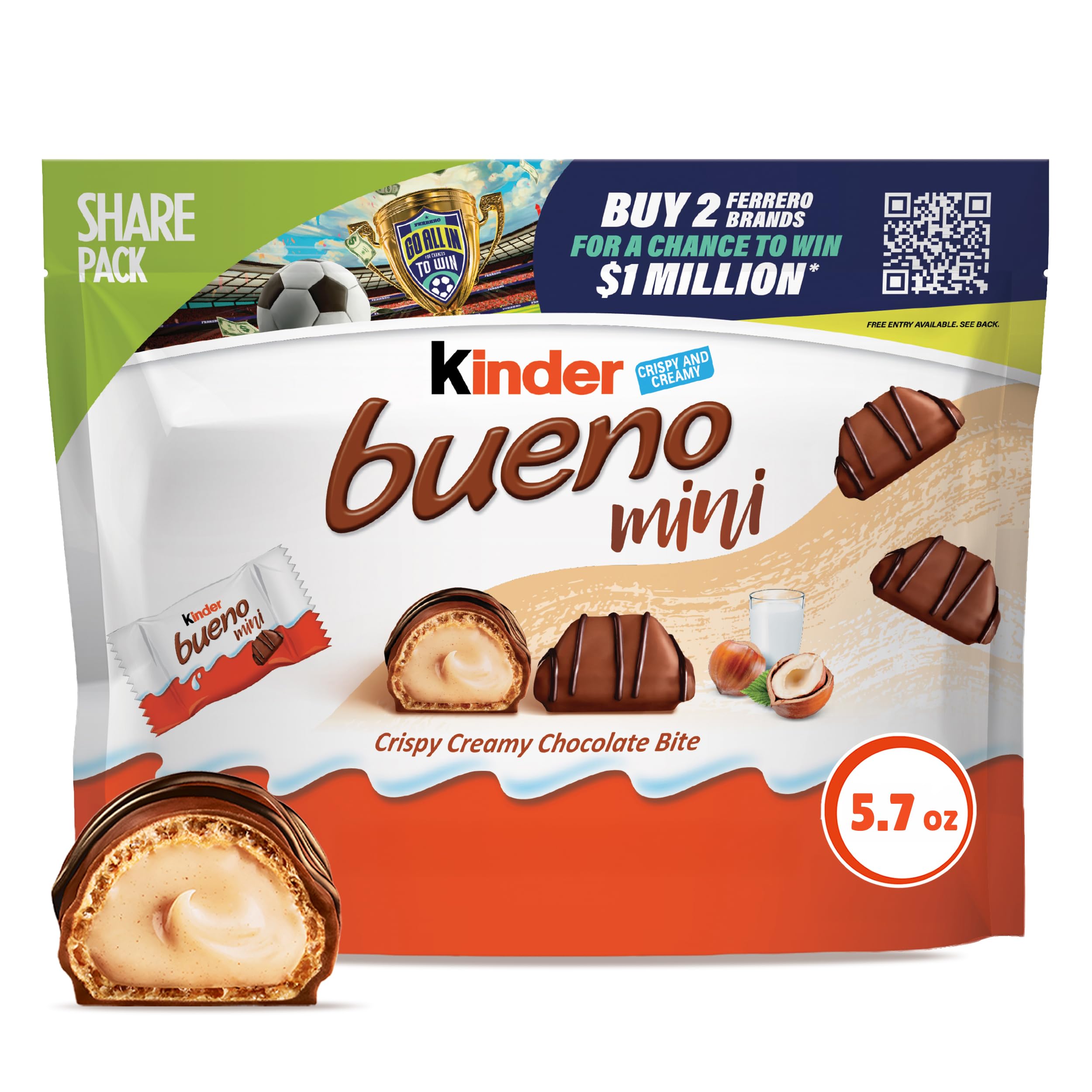 Kinder Bueno Mini Milk Chocolate Bars with Hazelnut Filling, 5.7 oz pack