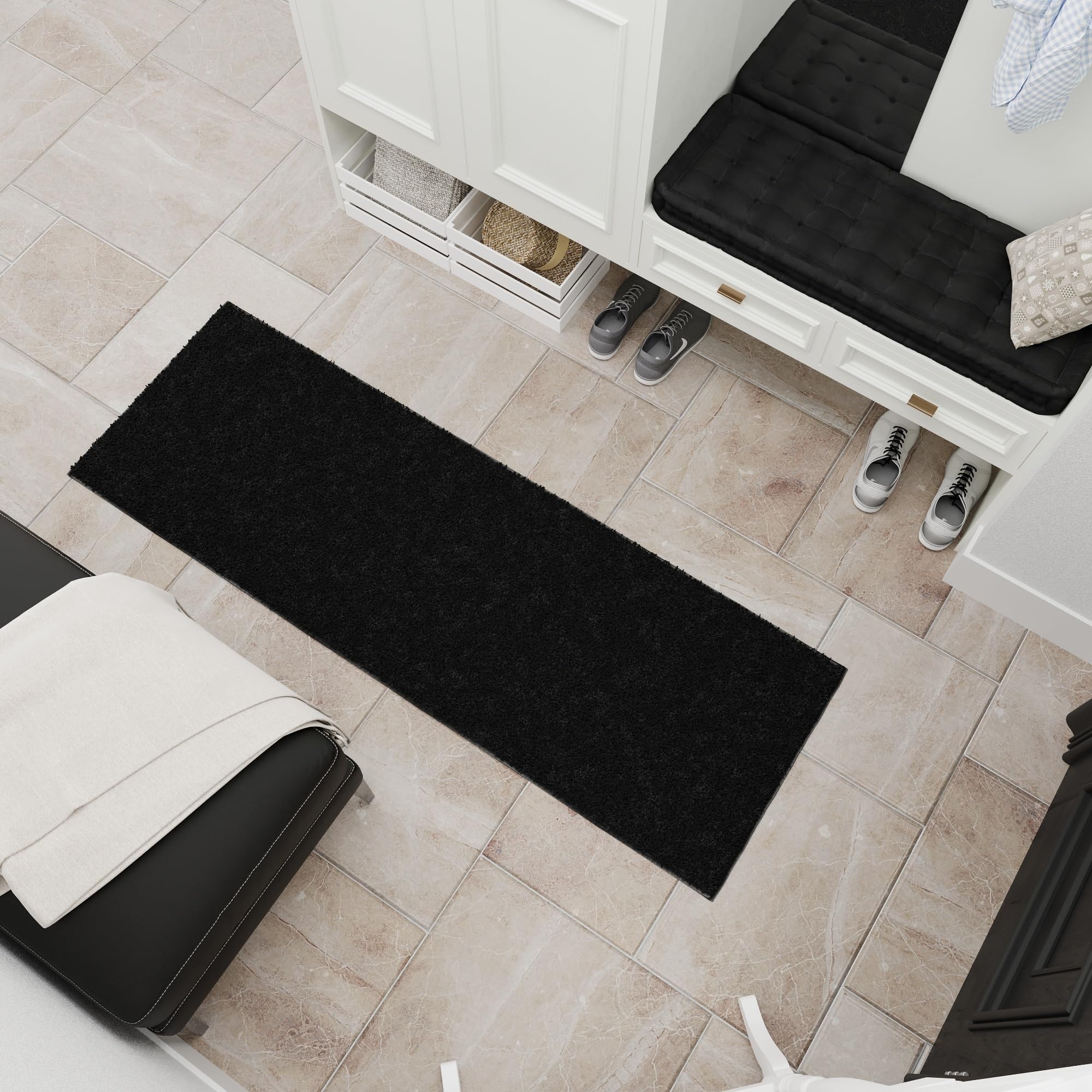 Ottomanson Shaggy Area Rug (Black)