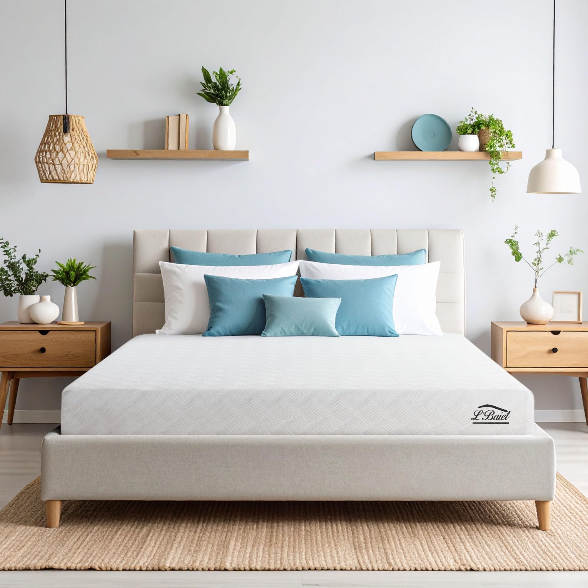 L’Baiet 6 Inch Gel Memory Foam Mattress — 6" King, Medium Firm