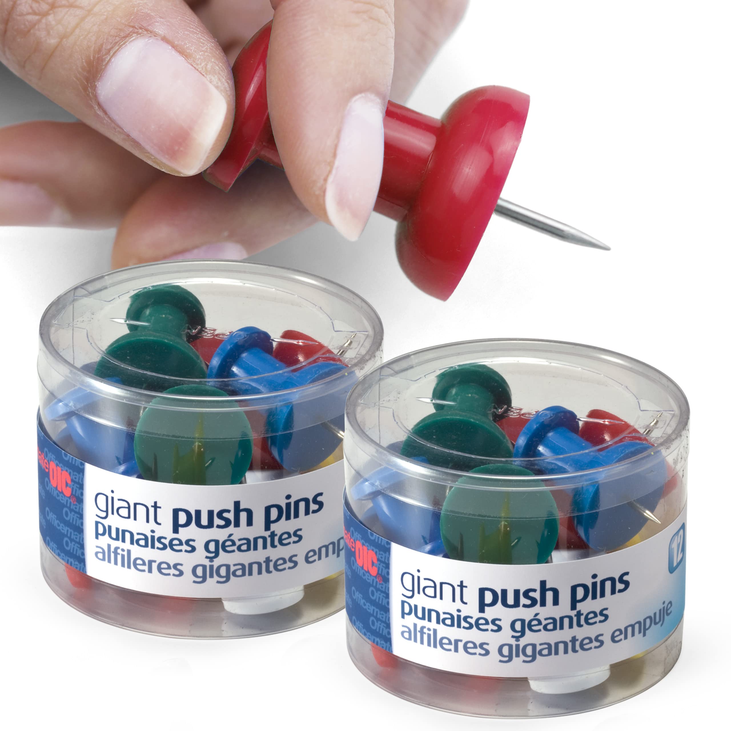 Officemate Giant Push Pins (1.5", Assorted)