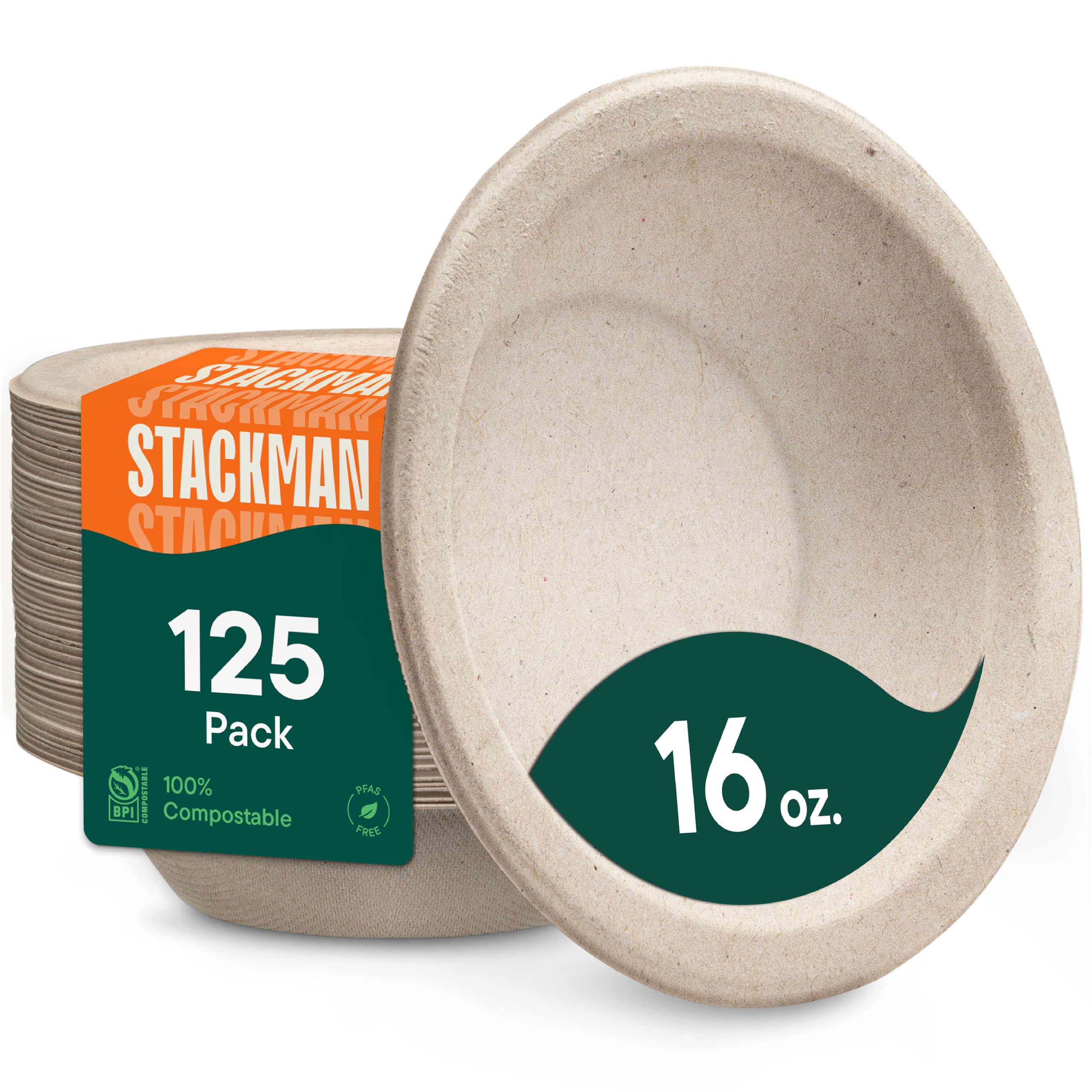 Bagasse Compostable 16 oz Paper Bowls