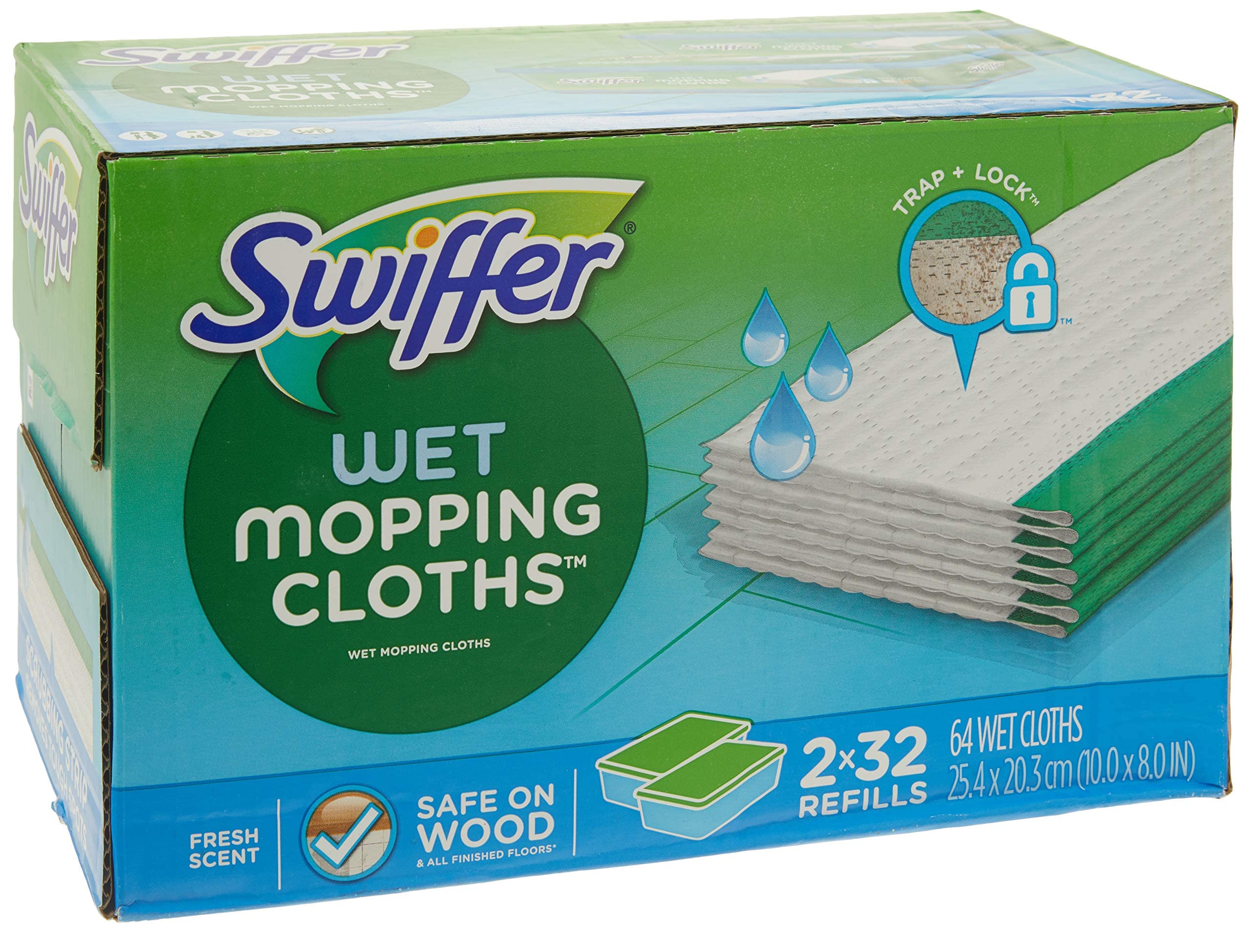 Swiffer Sweeper Wet Mopping Cloths Refills Open Window Fresh 32 Count Pack of 2 64 Count (Pack of 1)