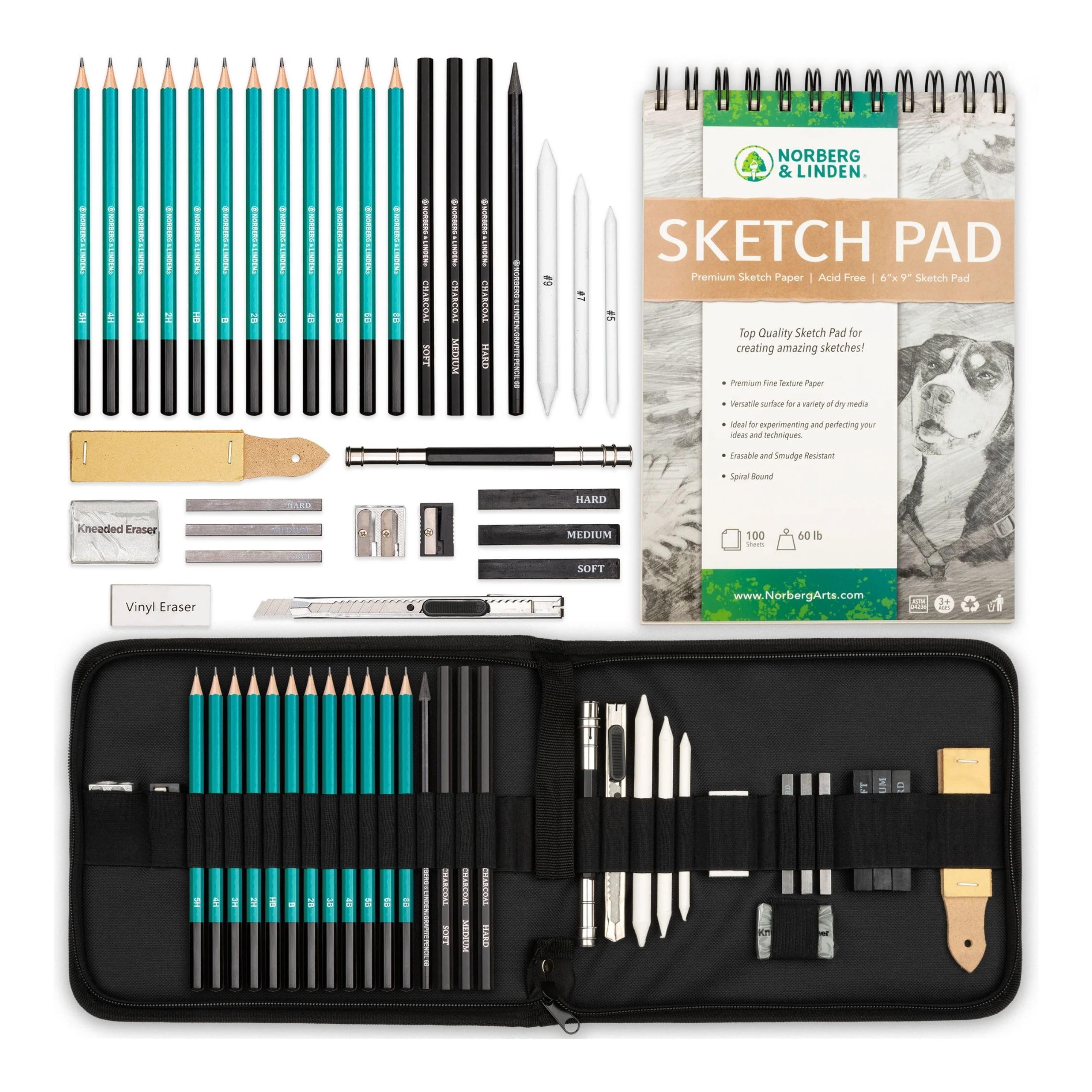 Norberg & Linden XL Drawing Set — Graphite, Charcoal, Pads, and Tools
