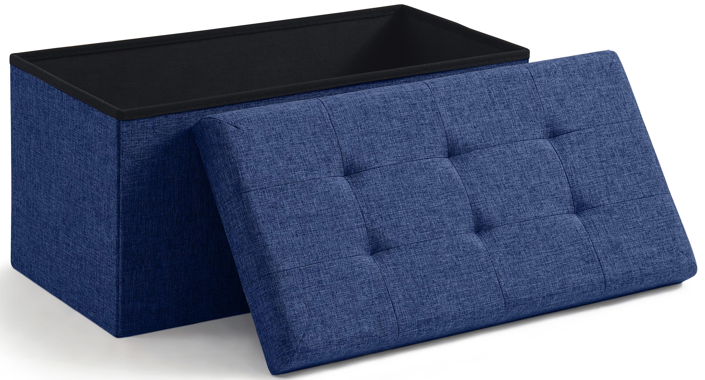 Ornavo Foldable Tufted Linen Storage Ottoman