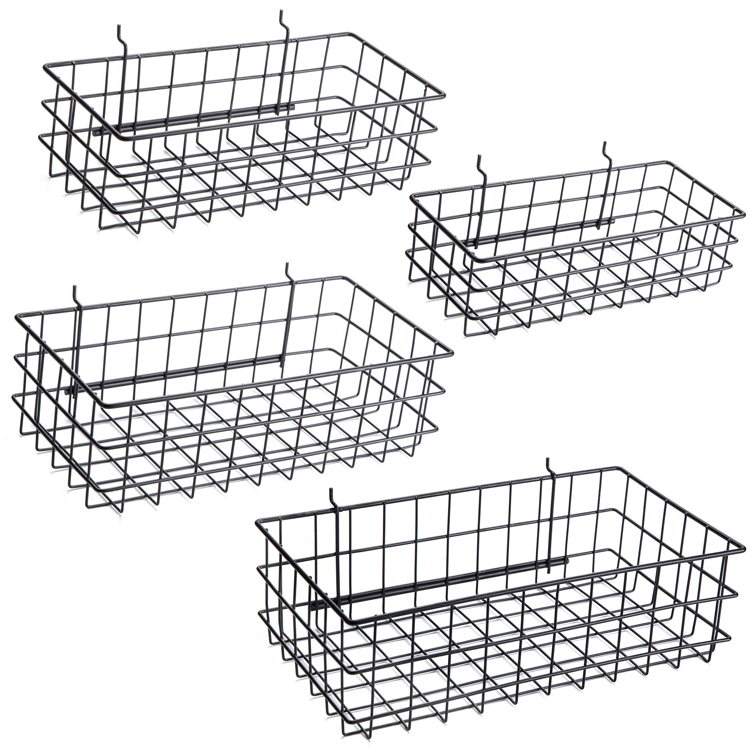 Right Arrange Pegboard Wire Baskets (Set of 4, Black)