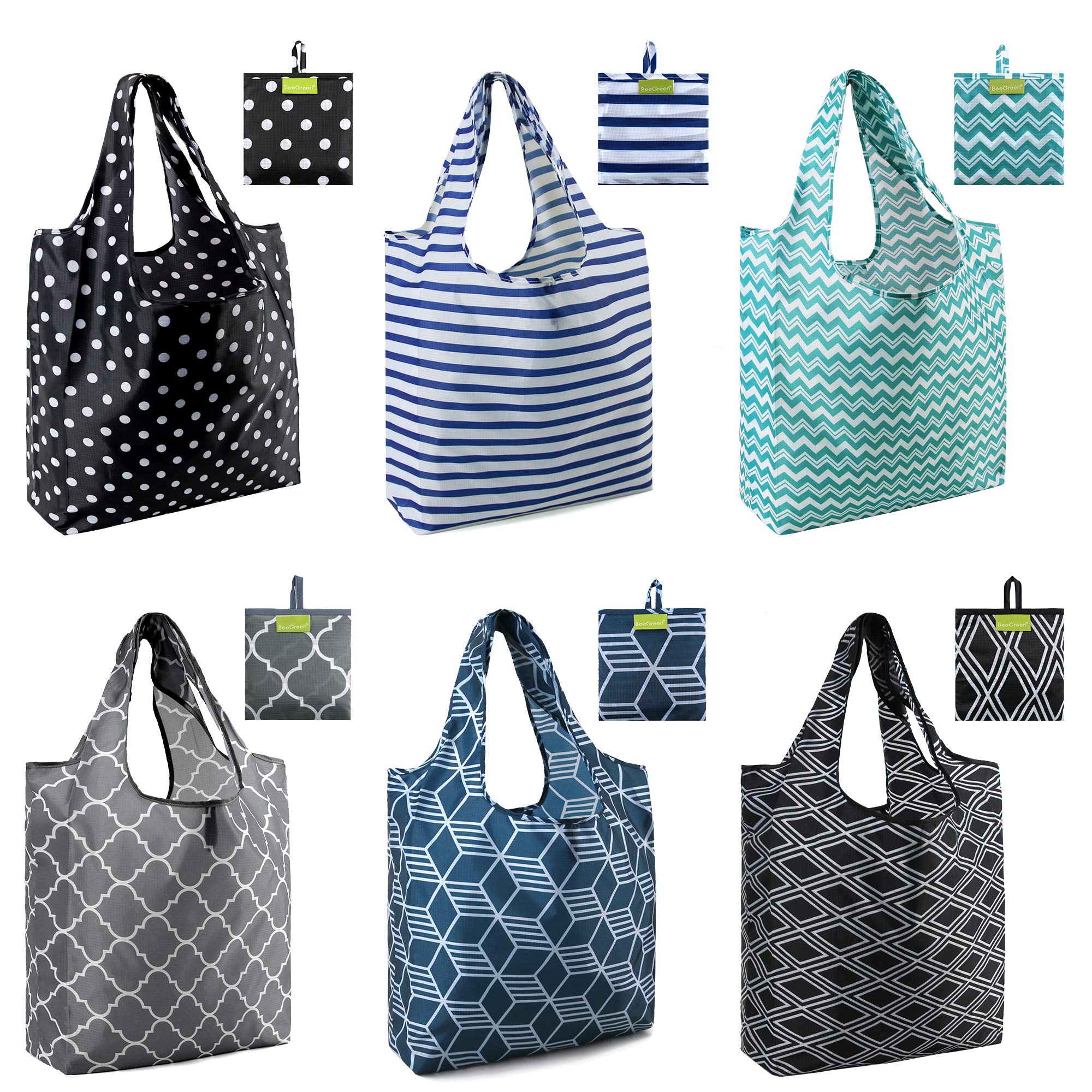 BeeGreen Foldable Grocery Tote (6-Pack)