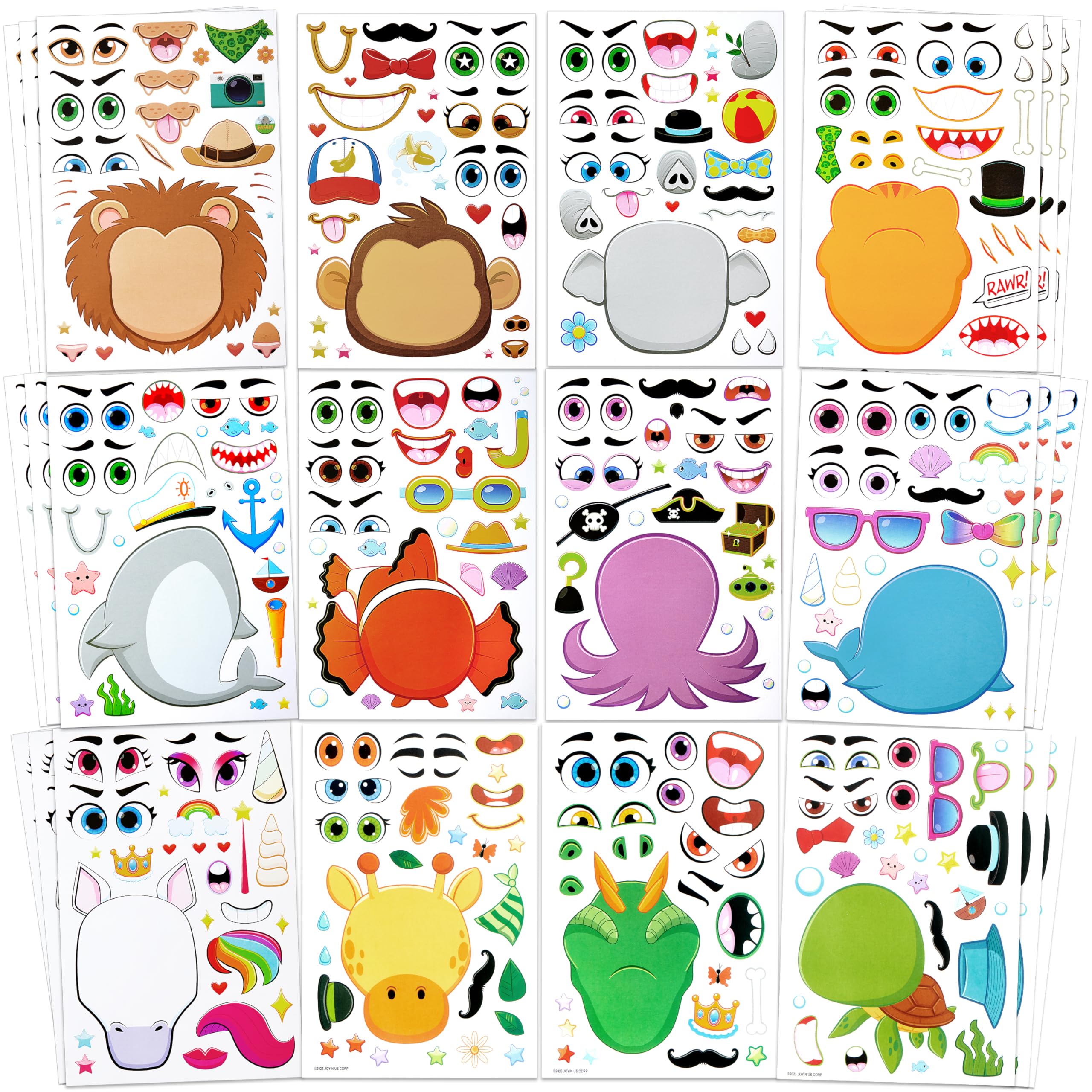 JOYIN Make-A-Face Sticker Sheets (36 Pack)
