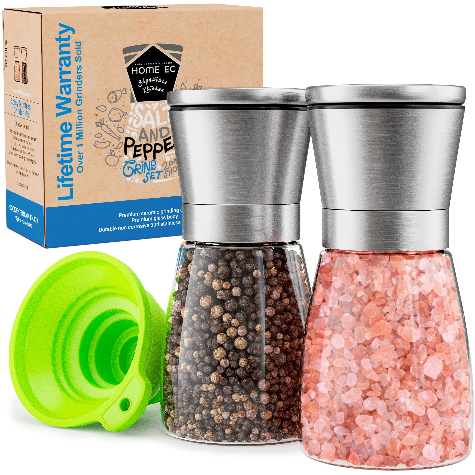Home EC Stainless Steel Salt & Pepper Grinder Set