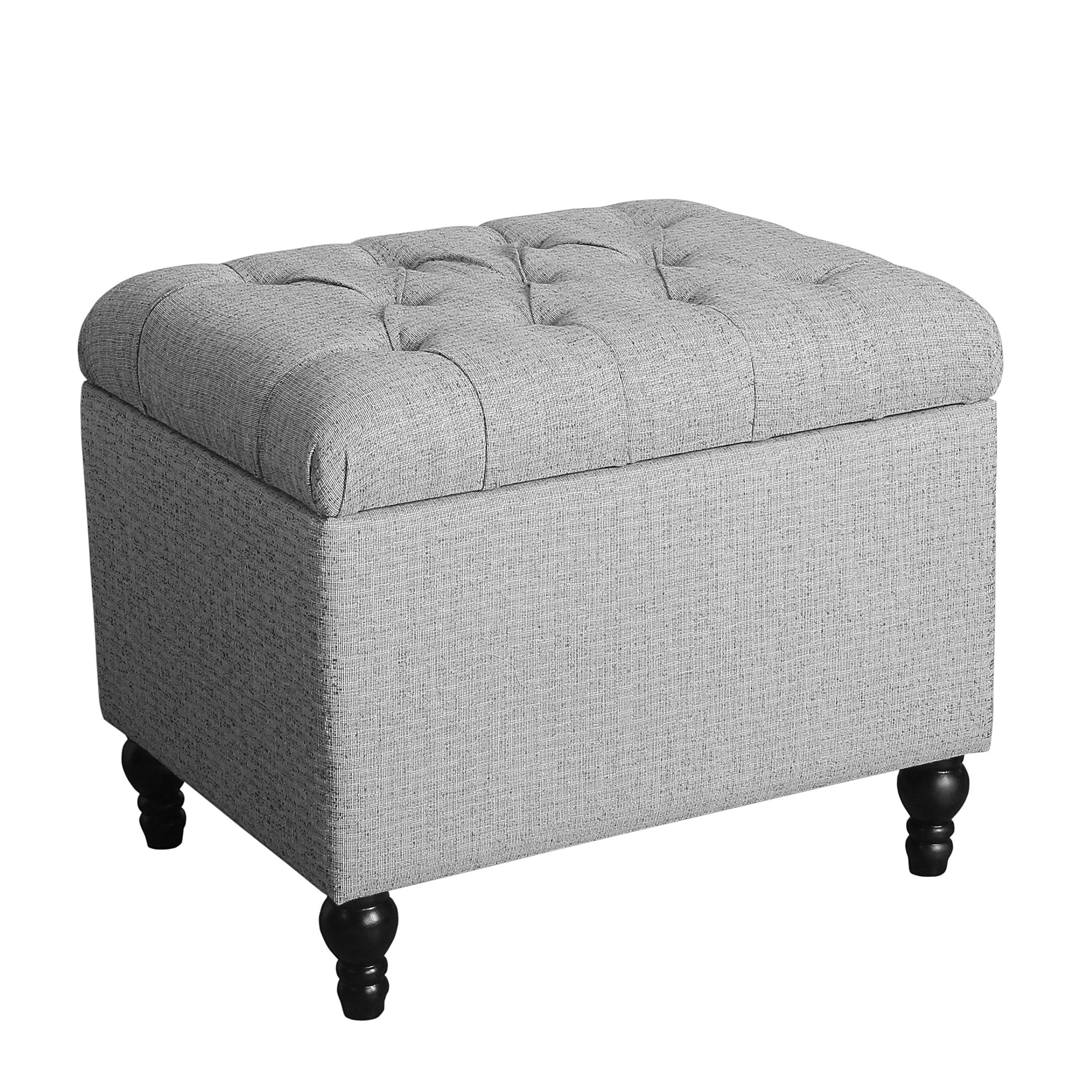 Homepop Upholstered Button Tufted Storage Ottoman, Pewter Gray