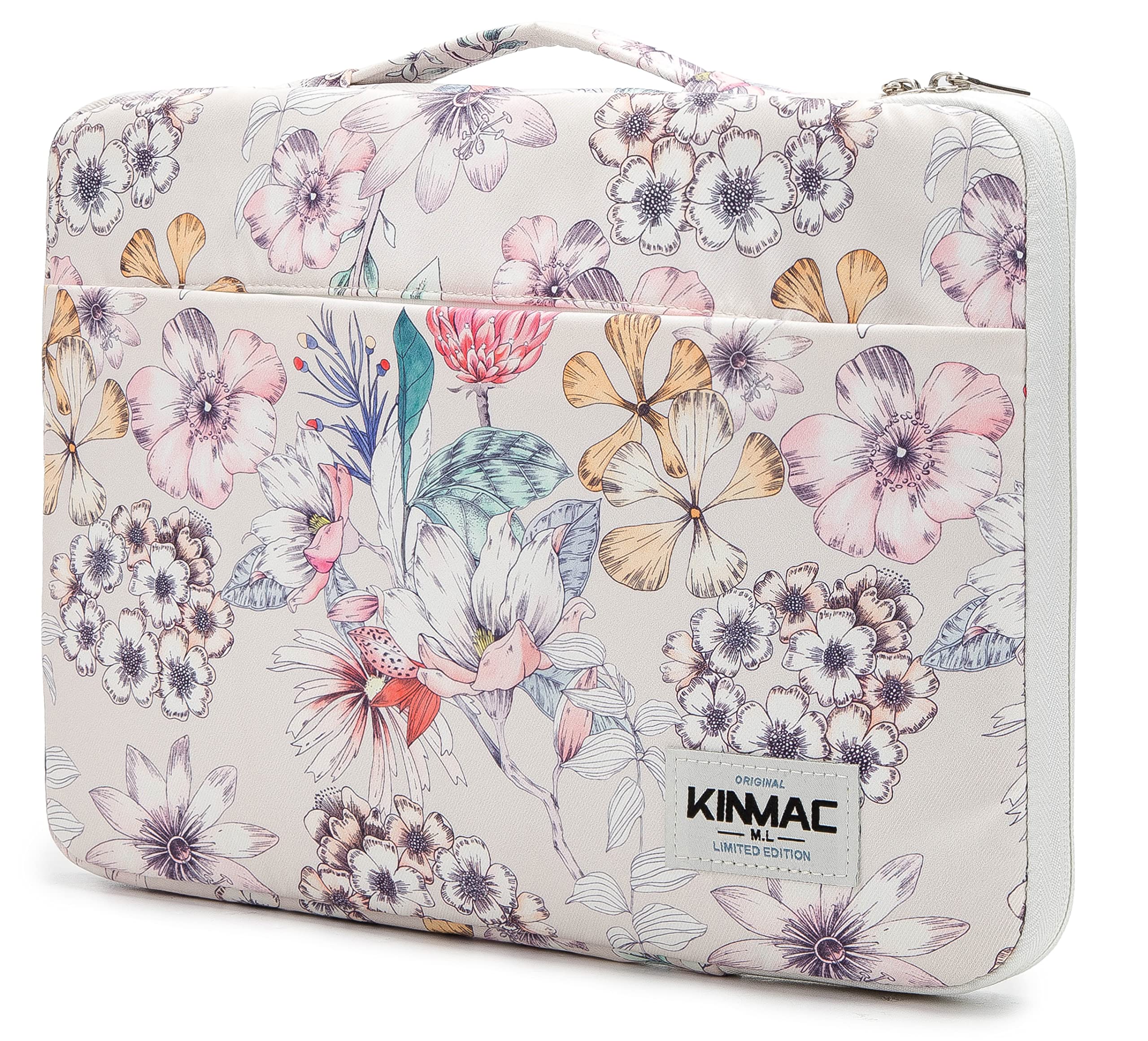 Kinmac 360° Protective Laptop Sleeve with Handle (Floral, 15.6–16 inch fit)
