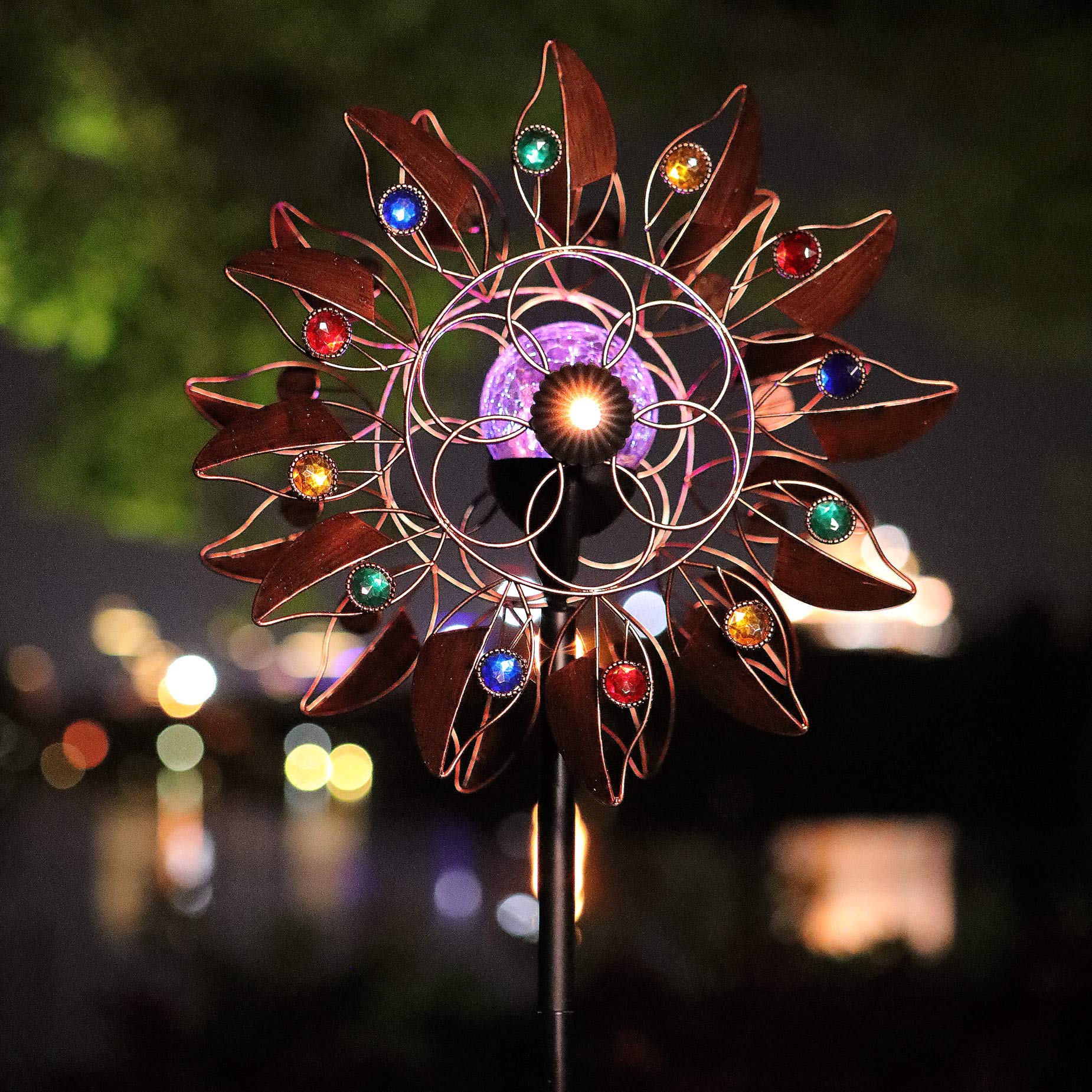 Solar Multi-Color LED Glass Ball Wind Spinner