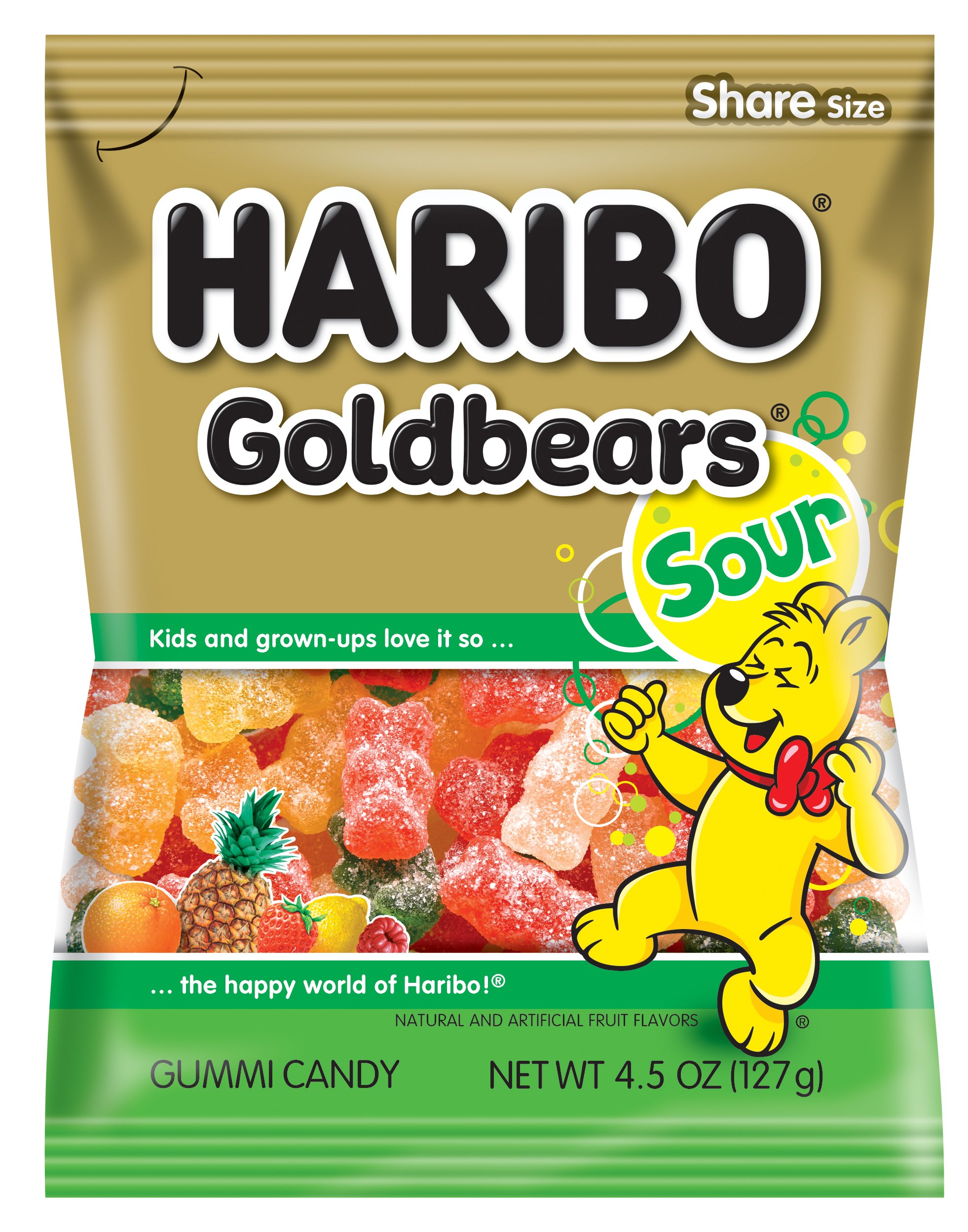 HARIBO Gummi Candy, Sweet & Sour Goldbears, Gummy Bears with A Twist, 4.5 Ounce (Pack of 12)
