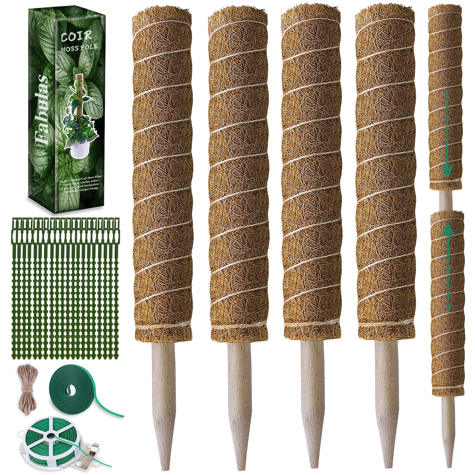 4-Pack Stackable Coir Moss Poles (47.5in)