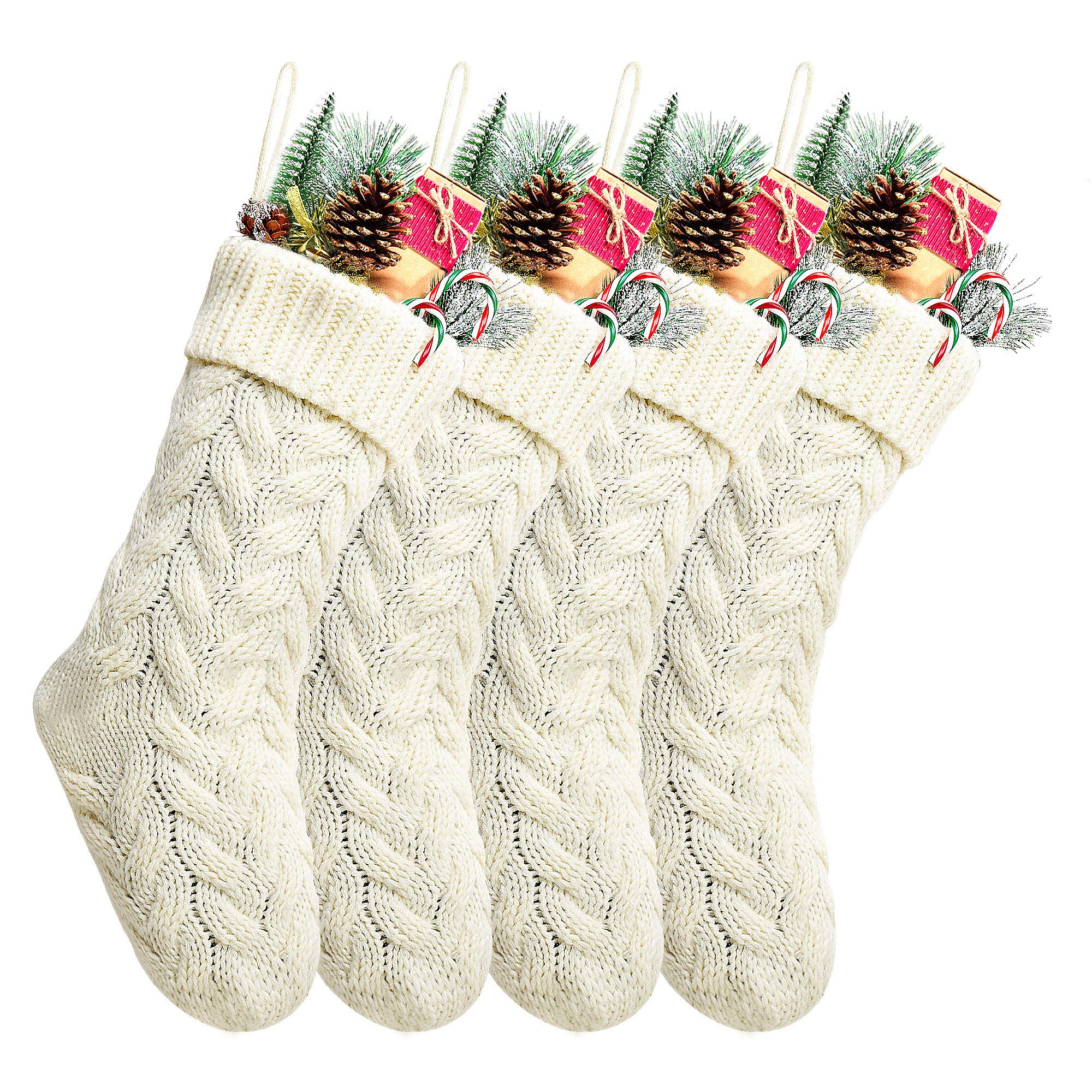 Ivory White Knit Stockings (4-Pack)