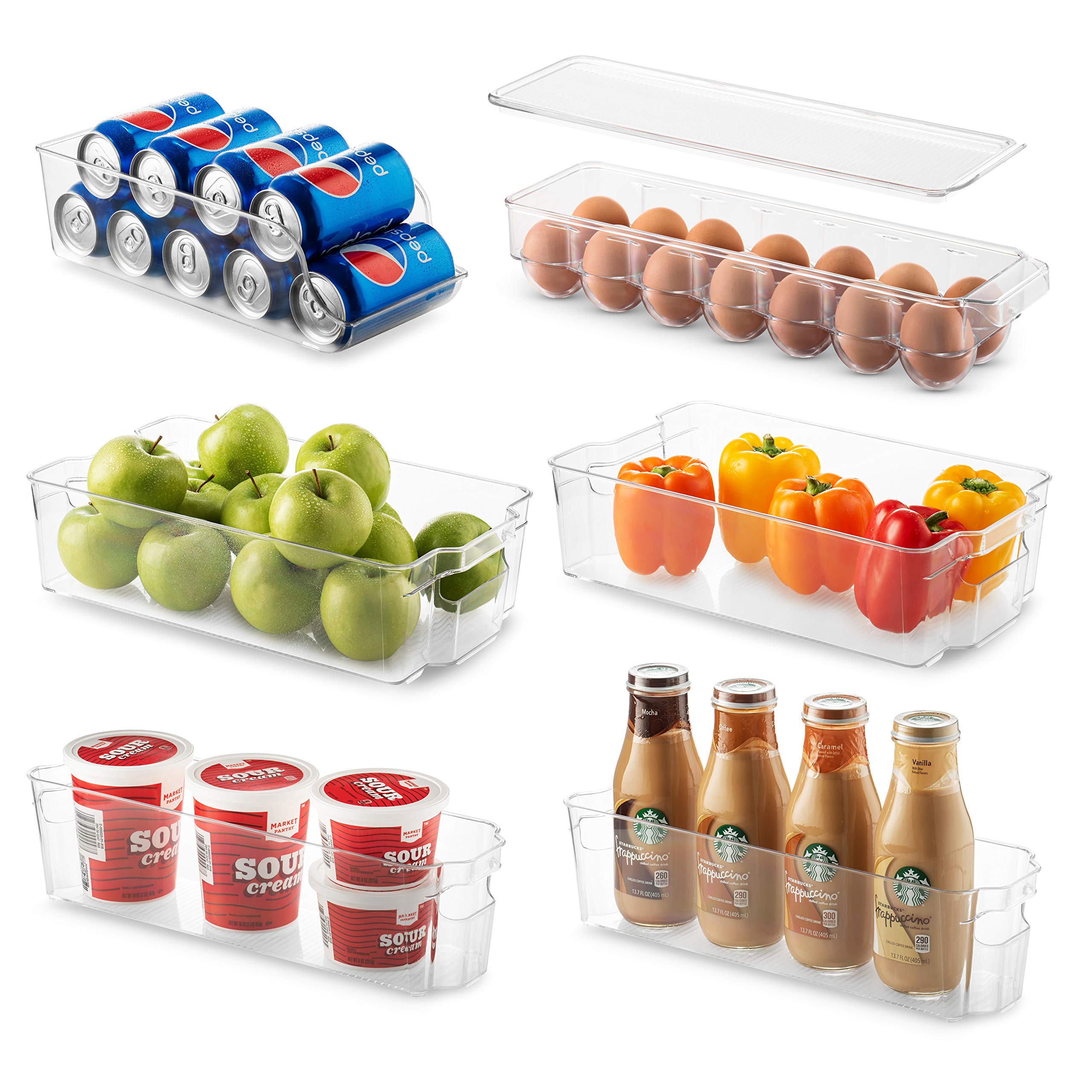 6-Piece Refrigerator Organizer Bin Set