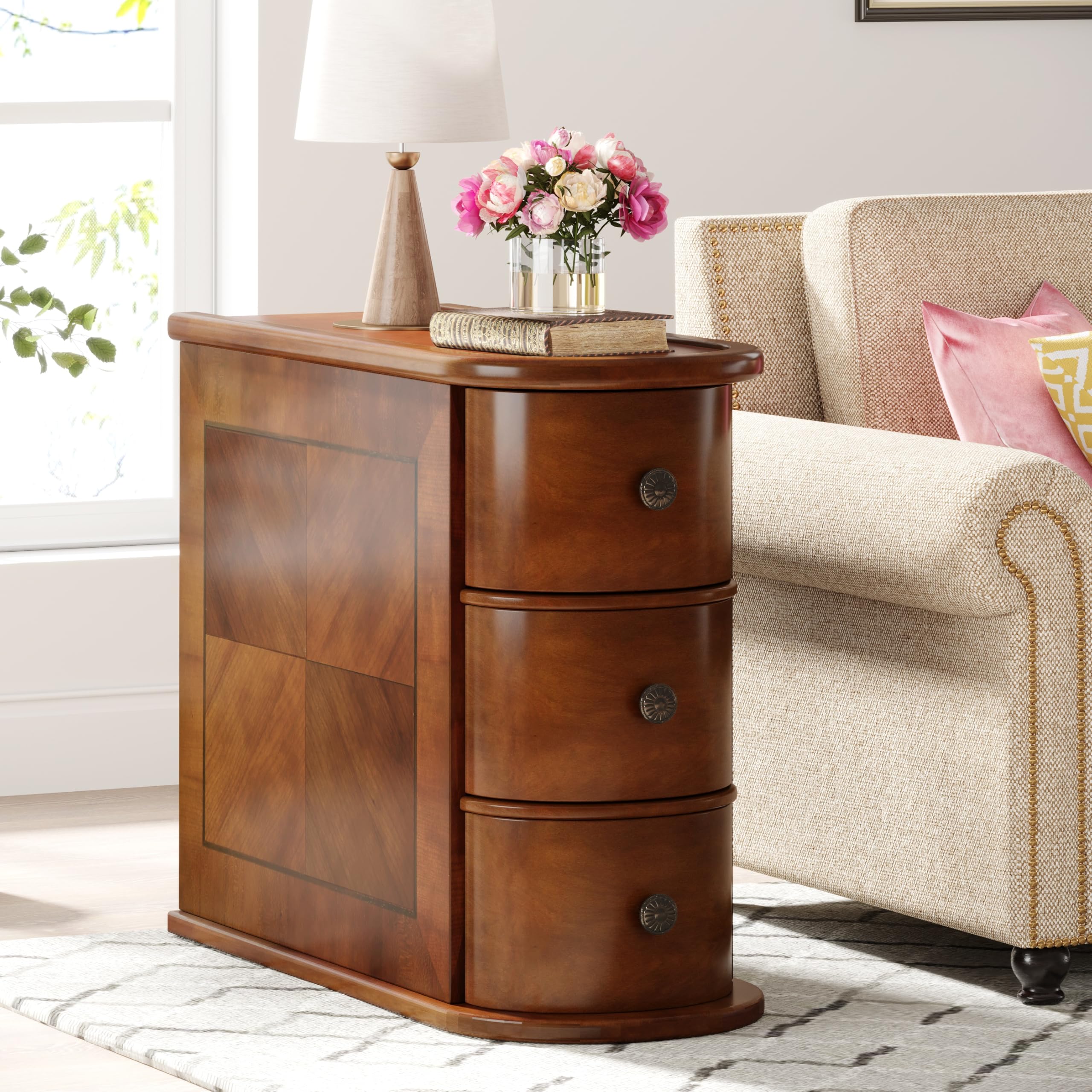 Fully Assembled 3-Drawer Wood End Table