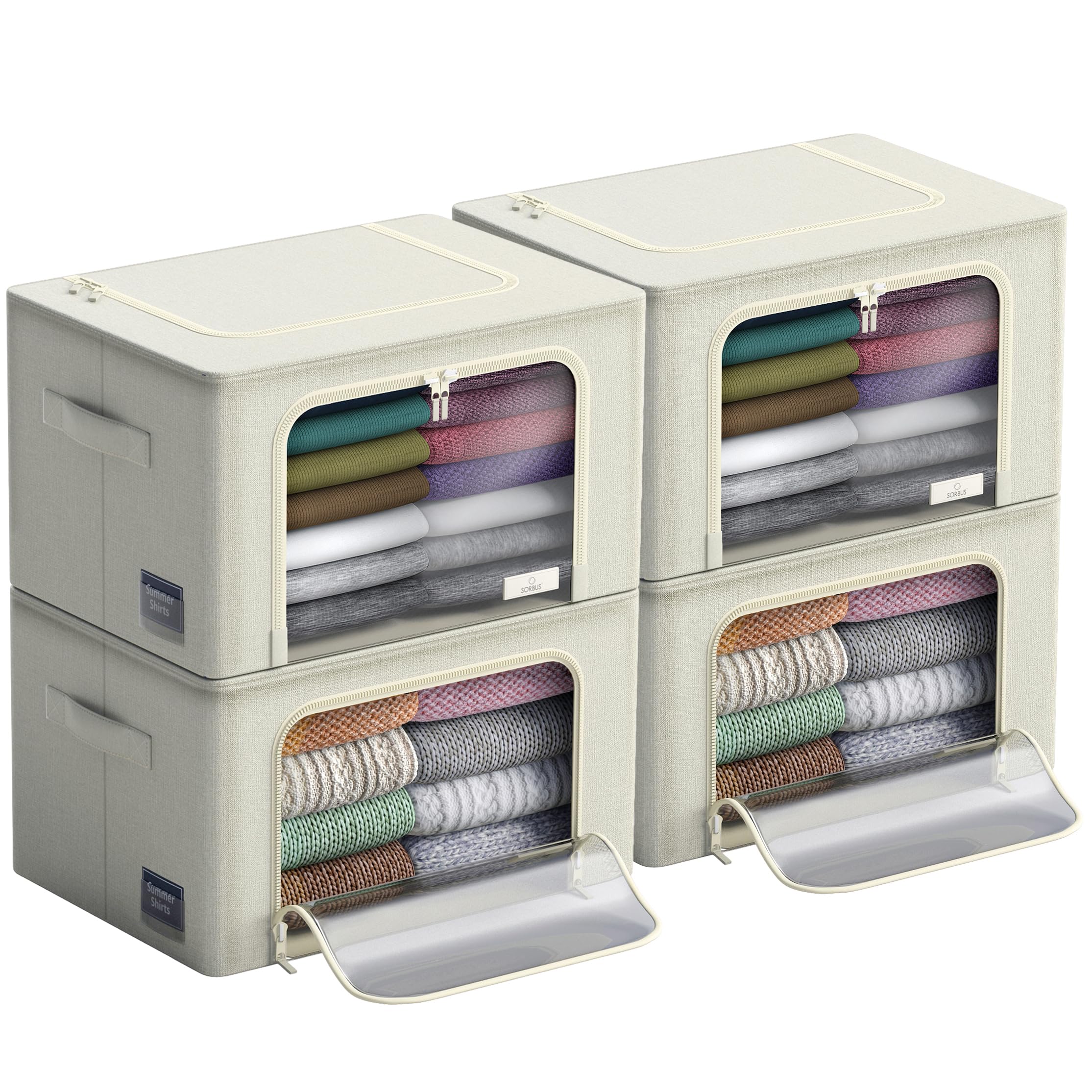 Sorbus Stackable Fabric Storage Bins (4-Pack)