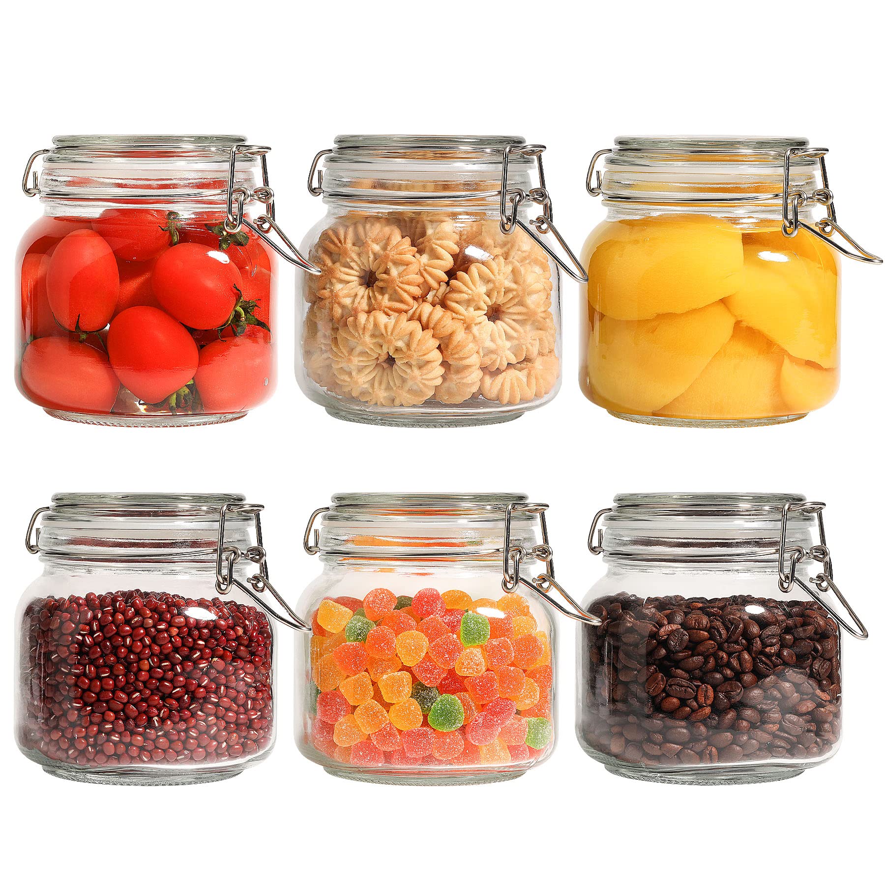 ComSaf 27oz Airtight Glass Canisters (Set of 6)