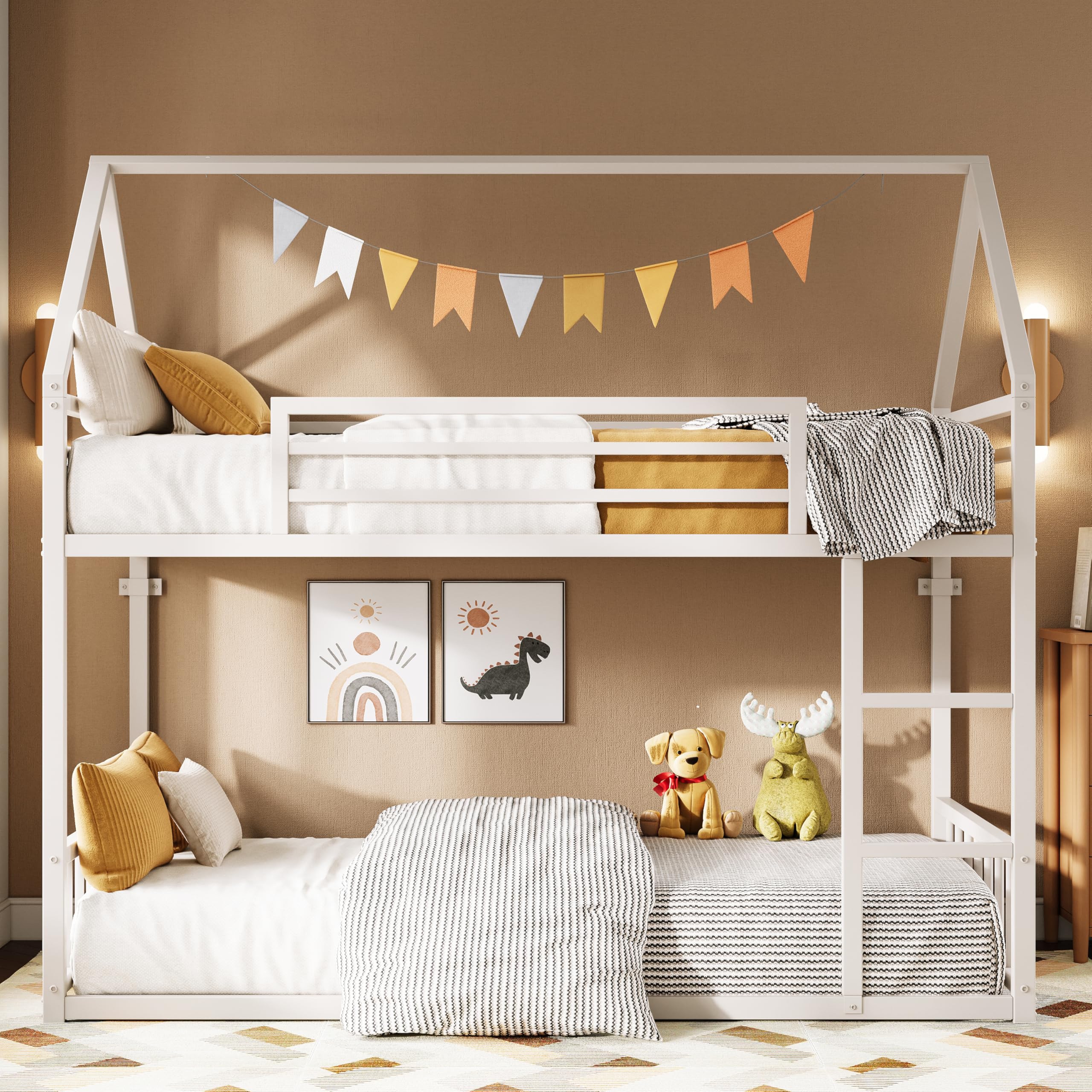 LIKIMIO Twin-Over-Twin Metal Bunk Bed