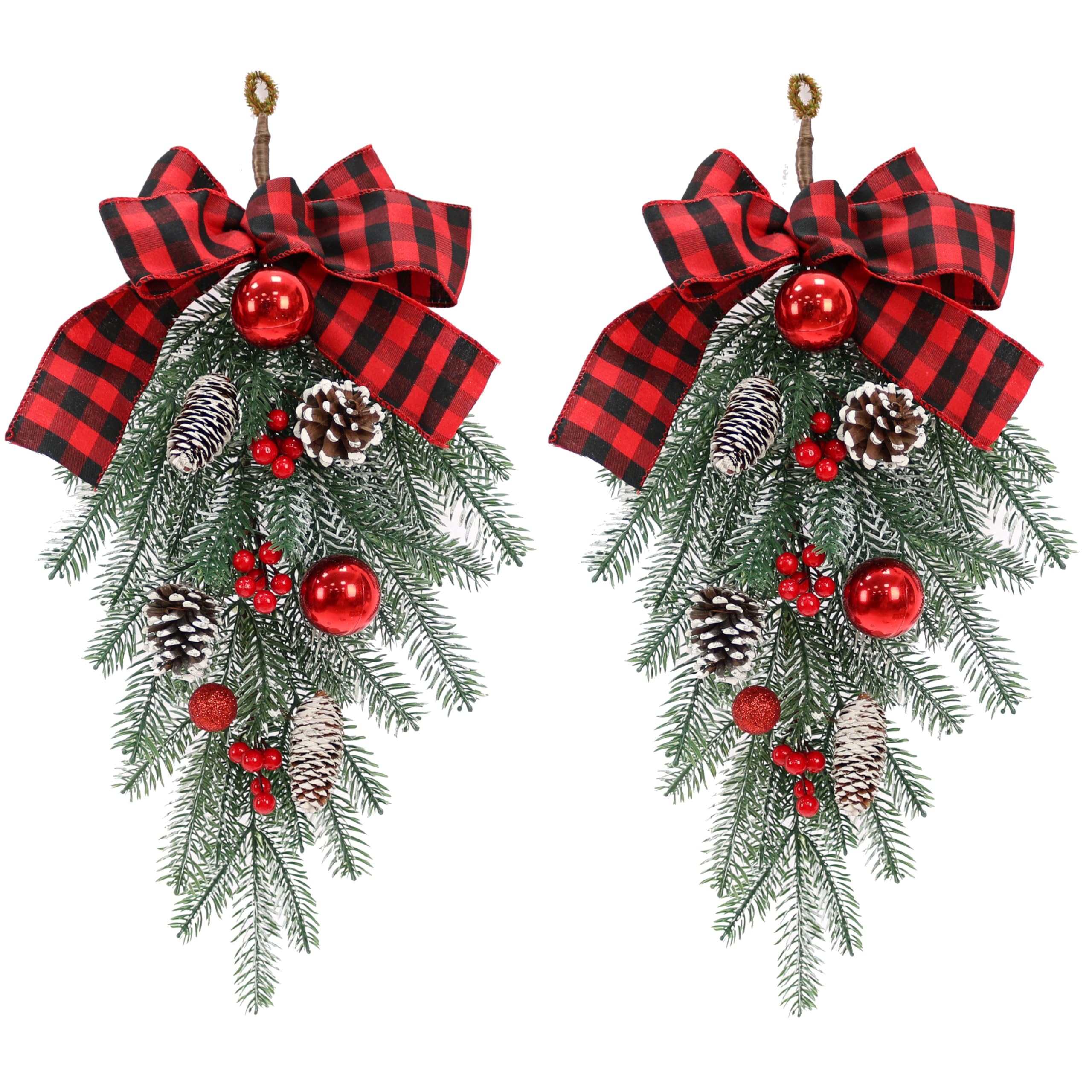 Teardrop Swag with Berries and Pine Cones