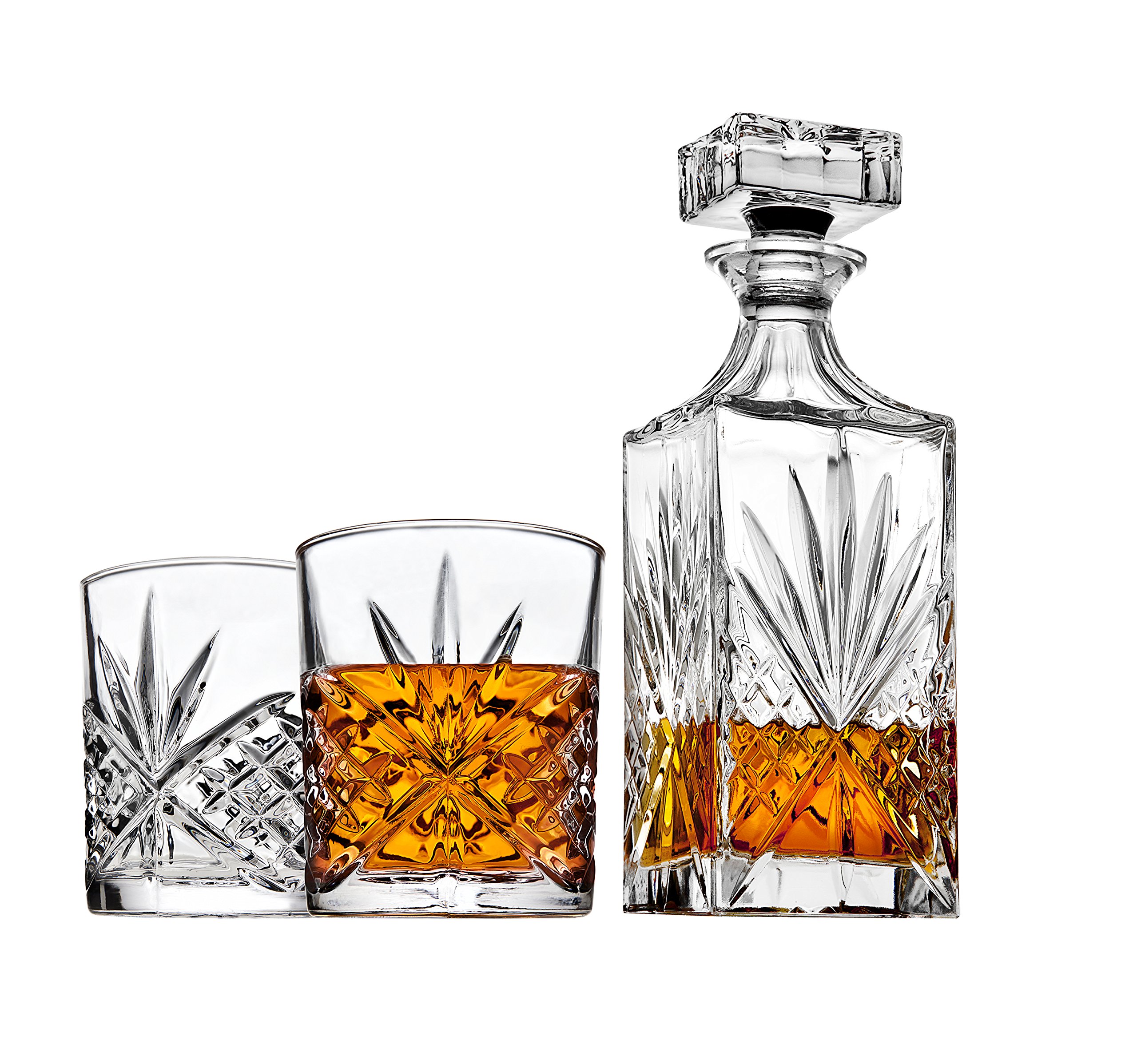 Irish Cut Decanter Set (25.4 oz, 2 Glasses)