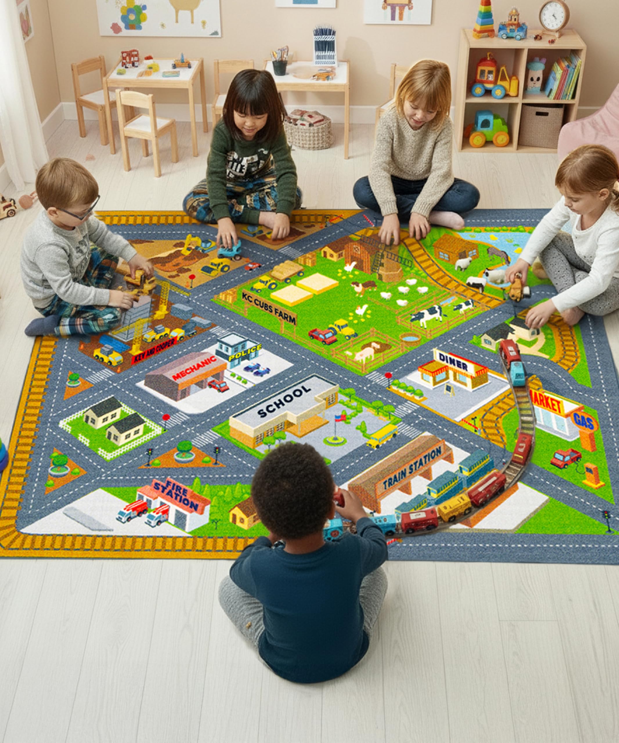 KC Cubs Construction Road Play Rug