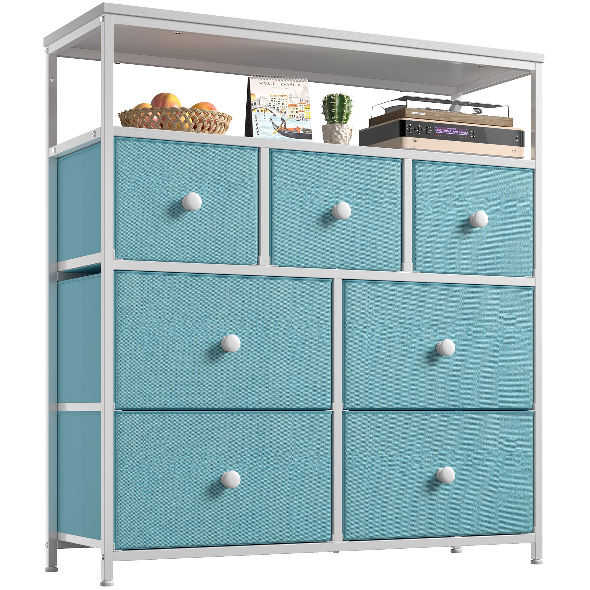 EnHomee 7-Drawer Dresser with Shelves