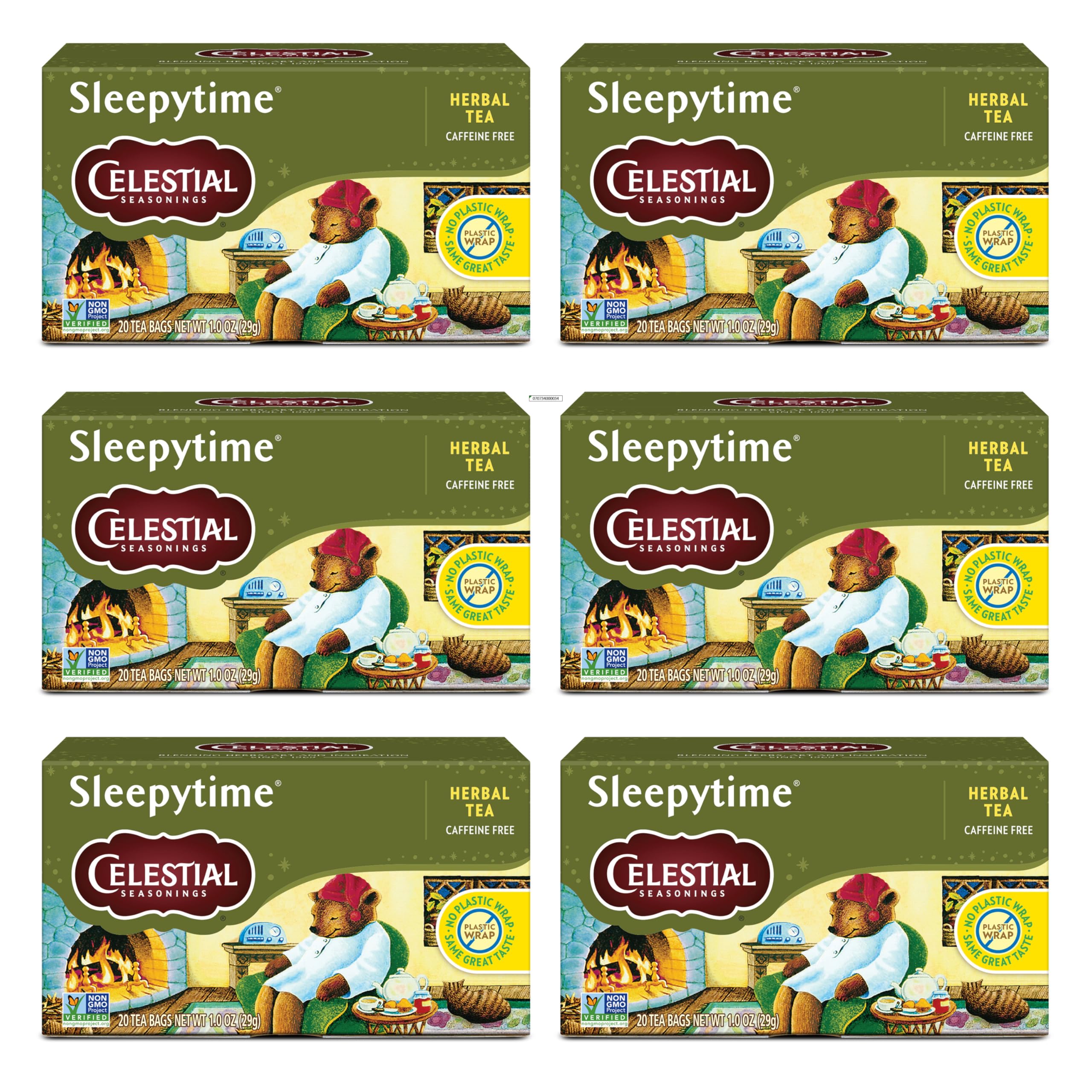 Celestial Seasonings Sleepytime Herbal Tea, Caffeine Free, 20 Tea Bags Box (Pack of 6)