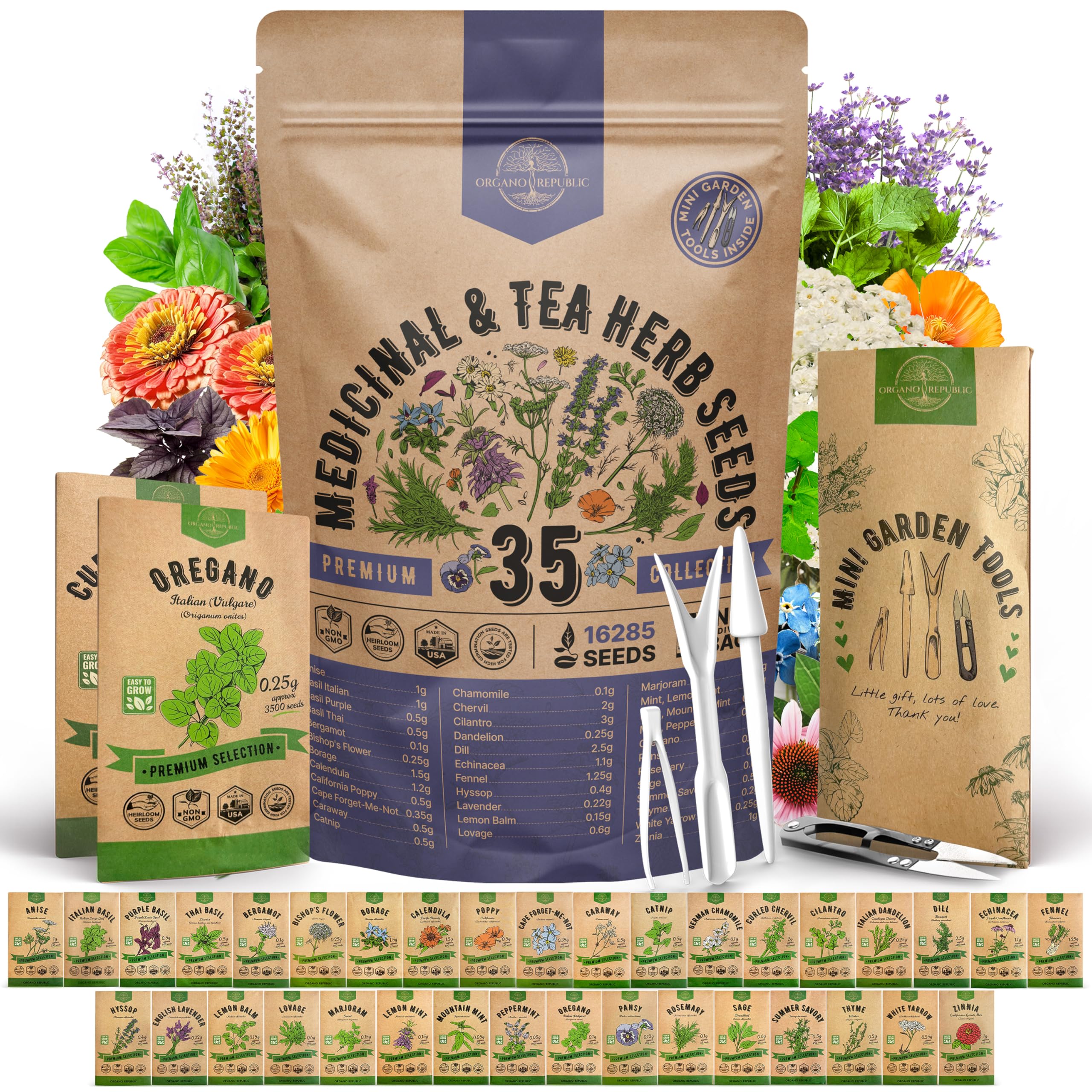Medicinal & Tea Herb Seeds 35‑Variety