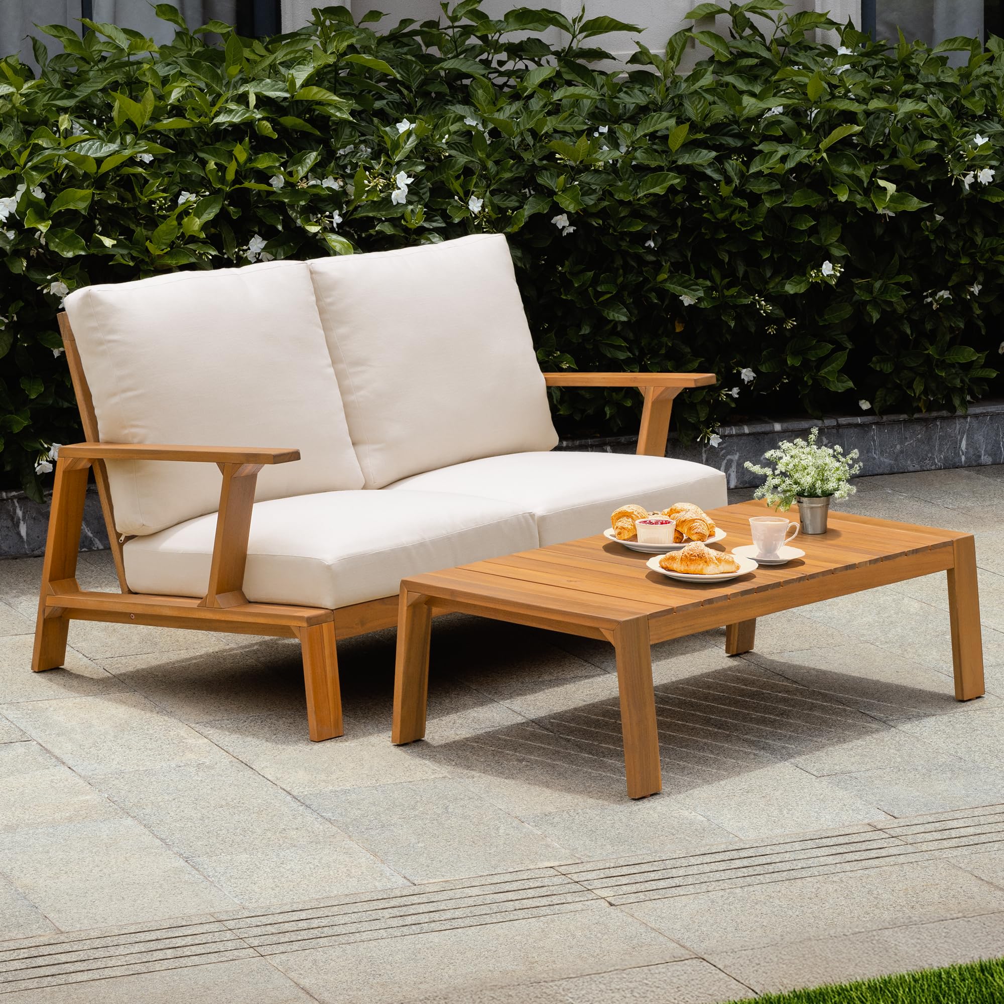 Idzo Jasper Acacia Wood Loveseat Set