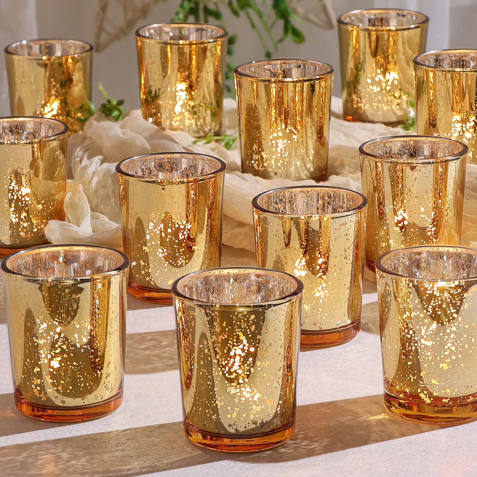 DEVI Gold Mercury Tealight Holders (24-Pack)