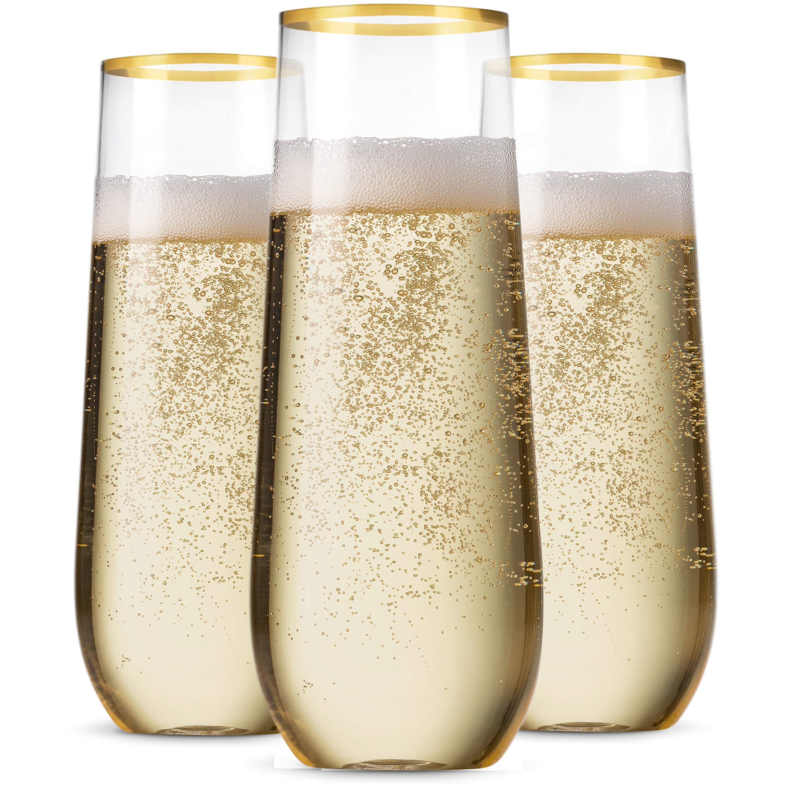 Munfix Gold Rim Stemless Champagne Flutes