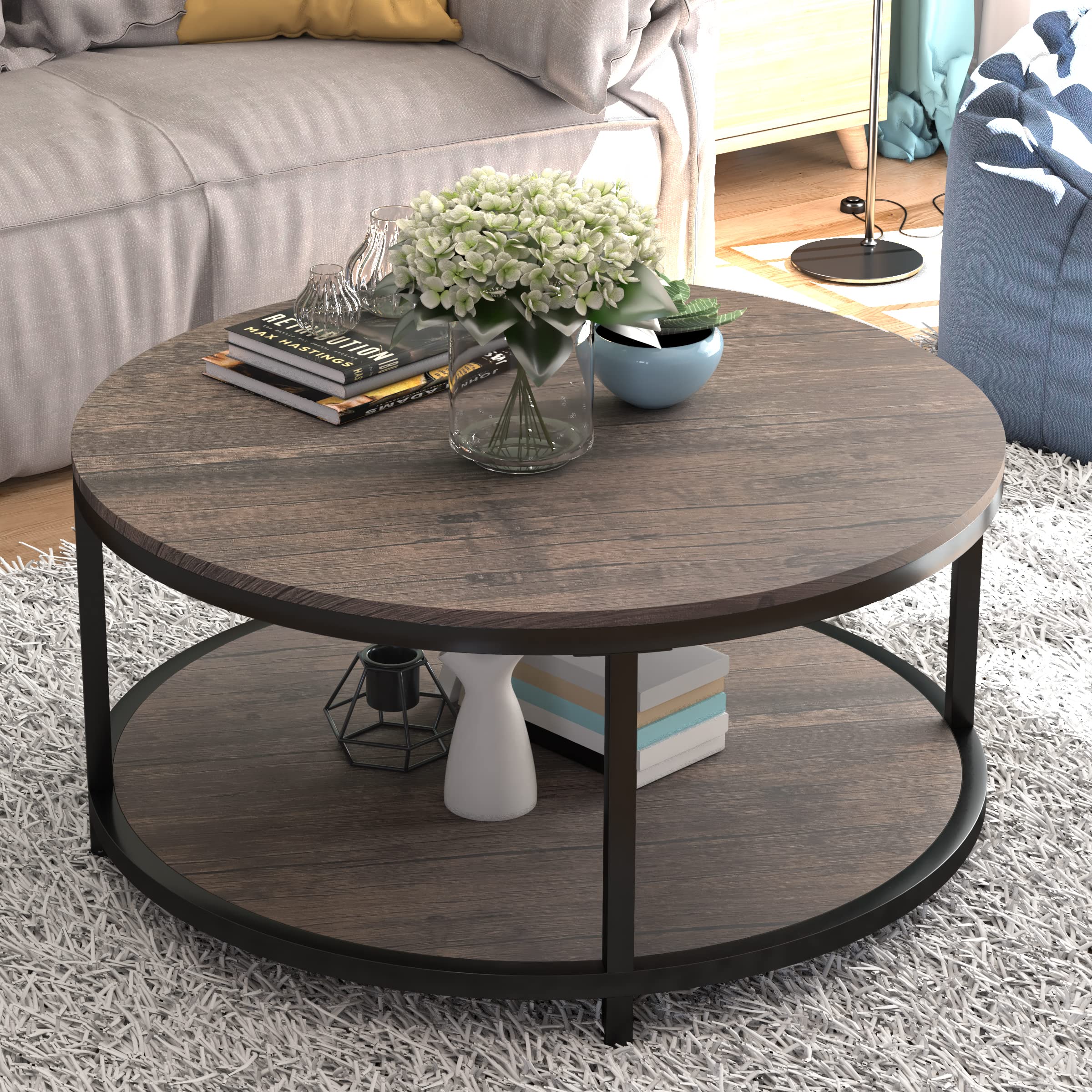 NSdirect 36in Round 2-Tier Coffee Table