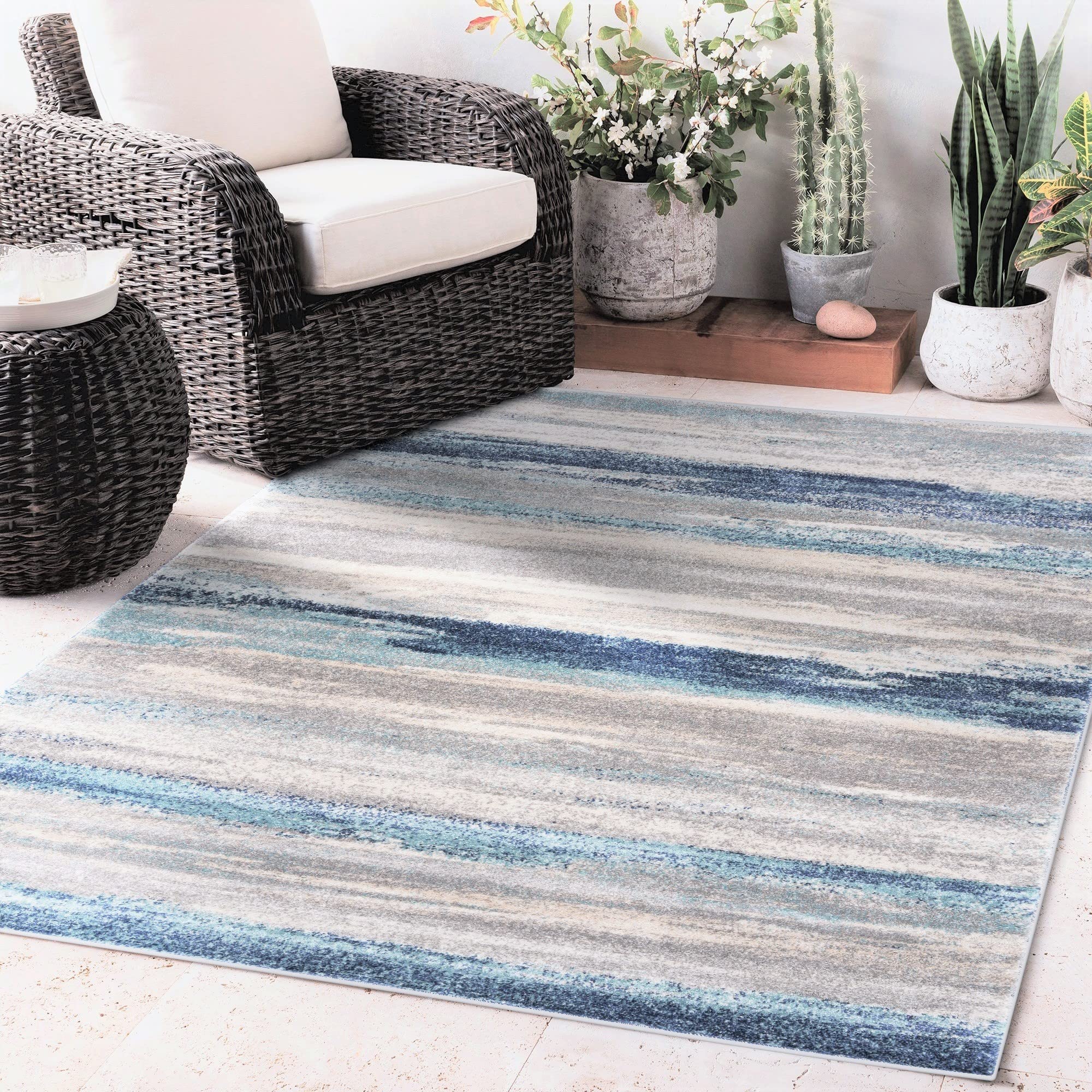 Luxe Weavers Tower Hill Abstract Rug — Blue
