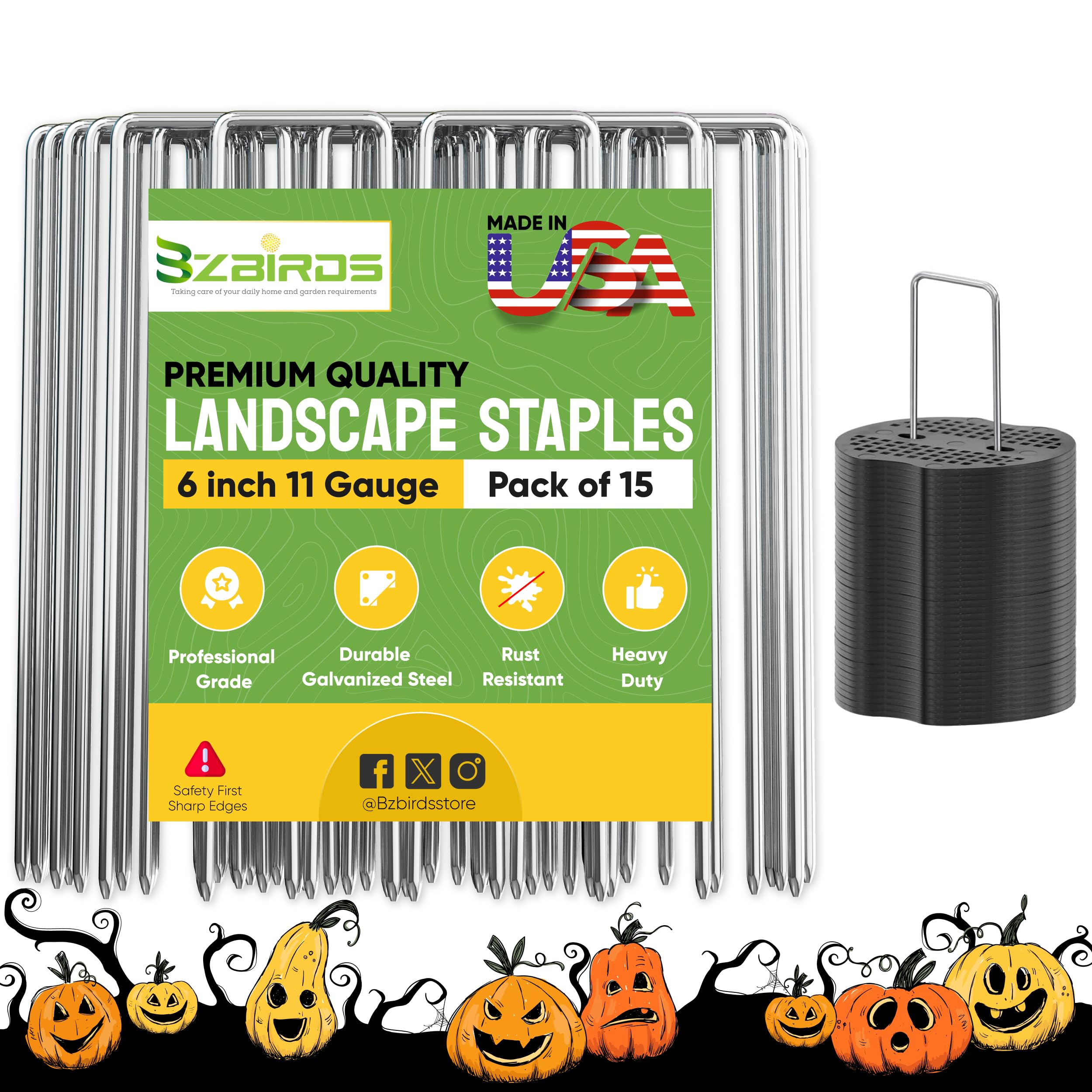USA Made 6" Landscape Staples (15 Pack)