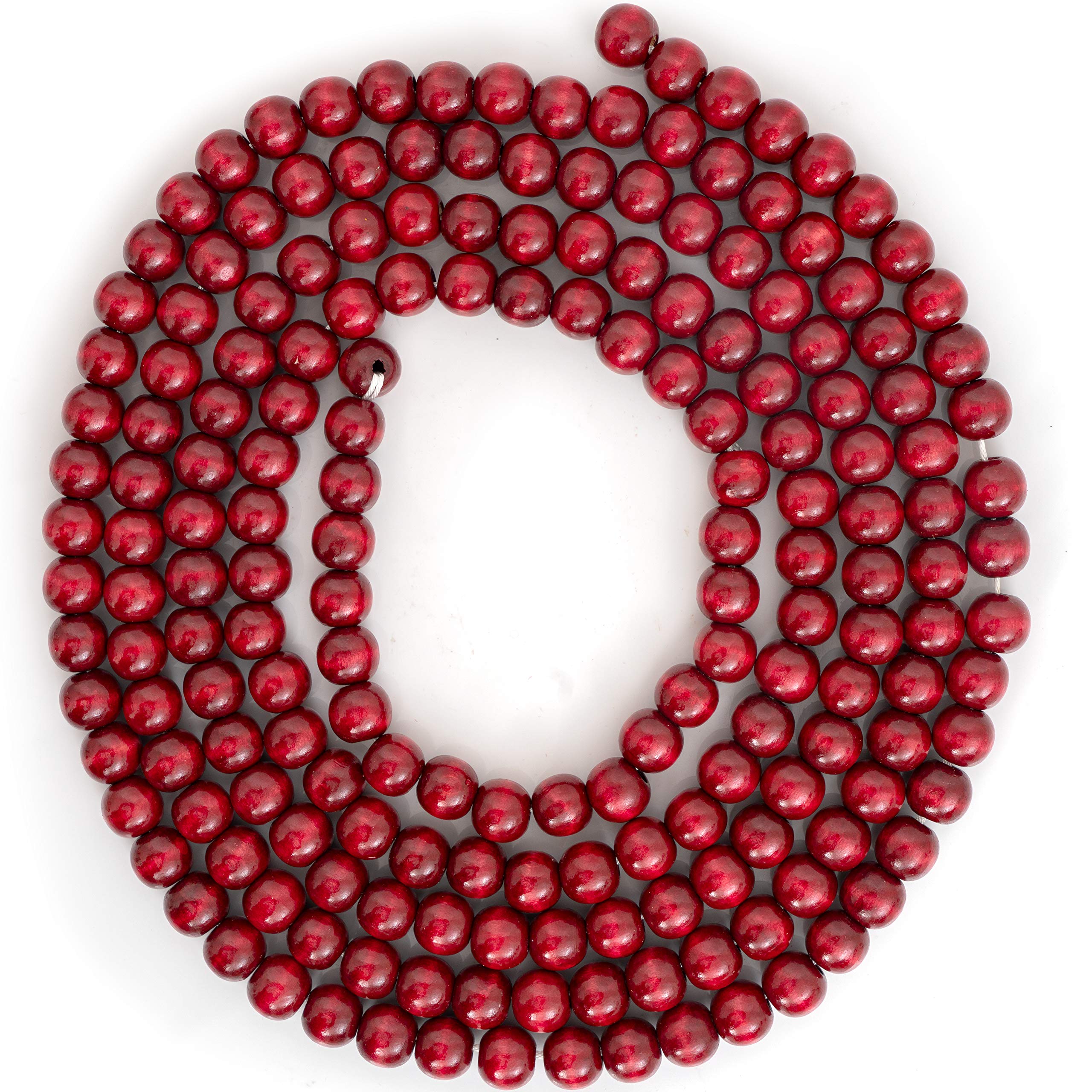 Ornativity Cranberry Red Wooden Bead Garland — 8.5 ft