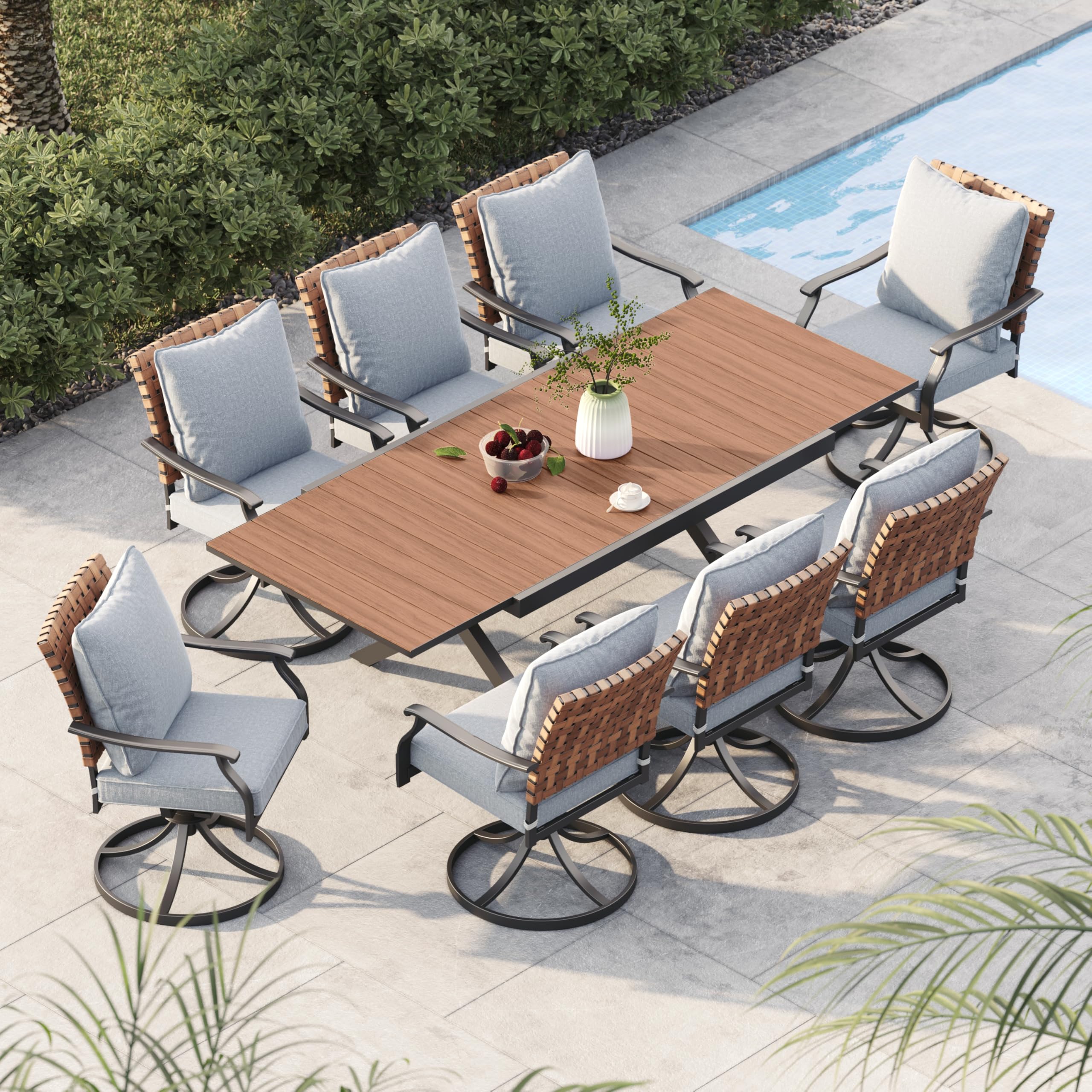 Grand Patio 9‑Piece Extendable Dining Set