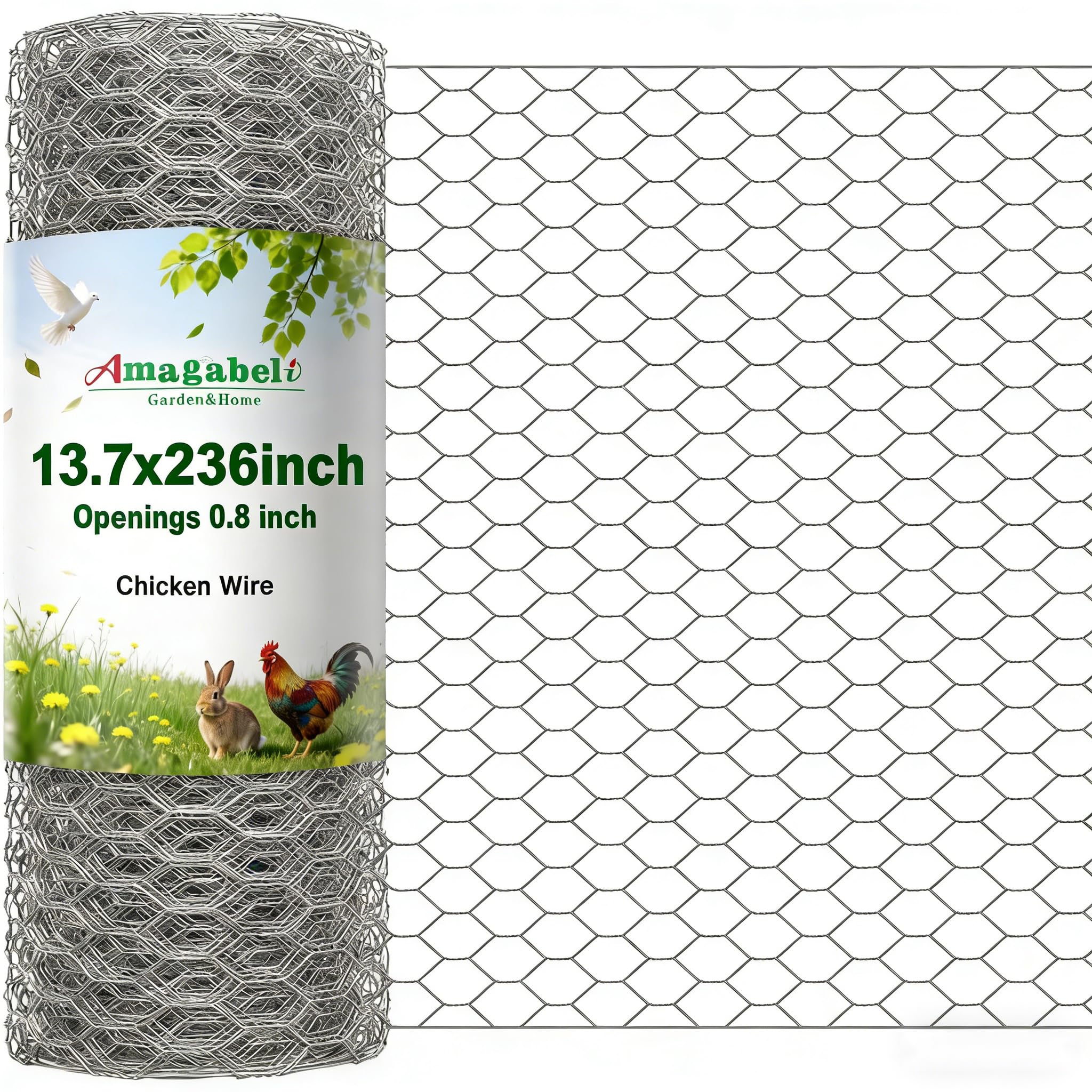 Amagabeli Galvanized Chicken Wire (13.7in x 236in)