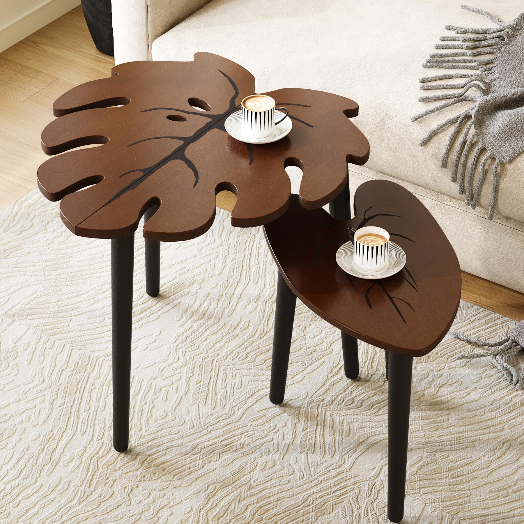BAMEOS Monstera Leaf Nesting Tables