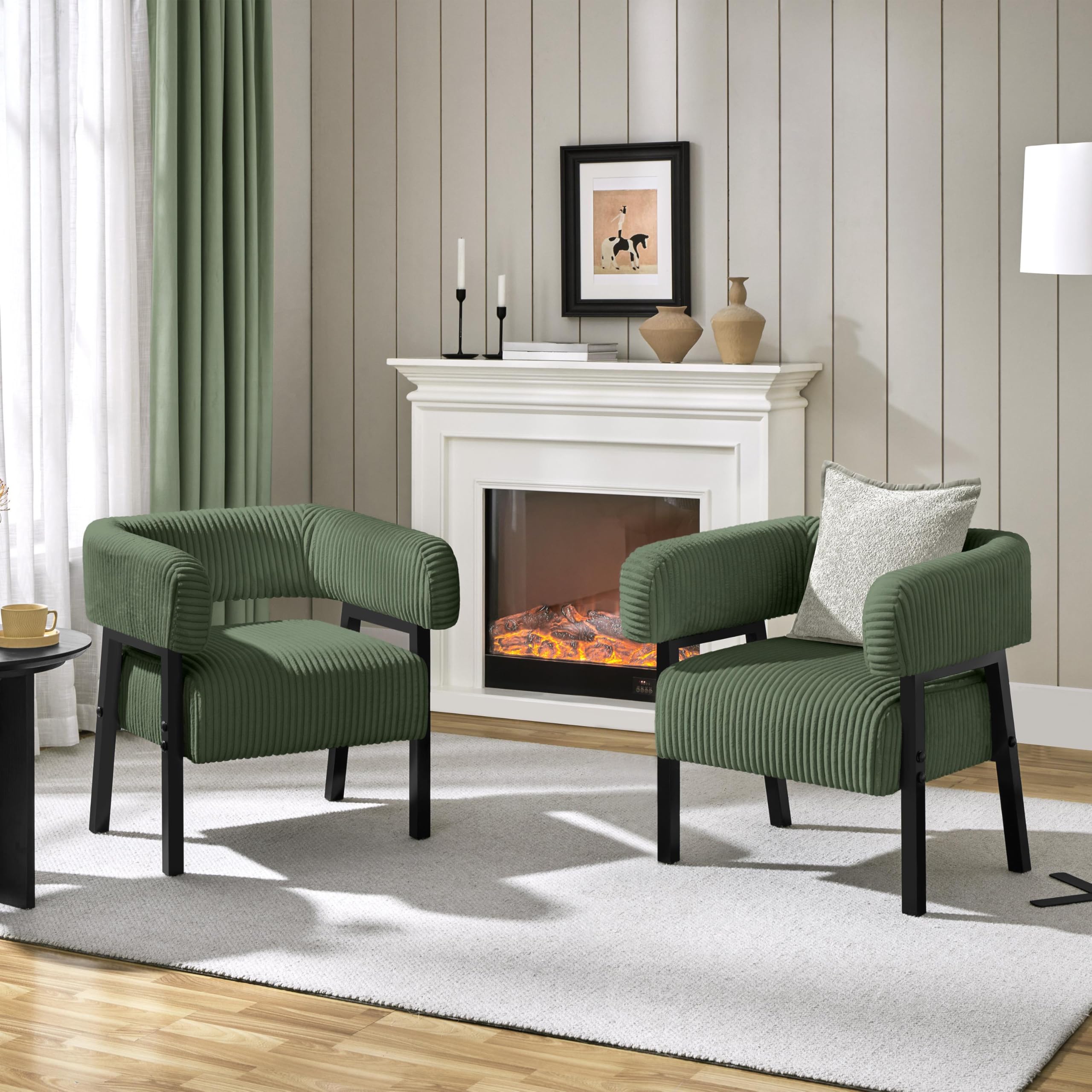 Yaheetech Corduroy Barrel Accent Chair (Set of 2)
