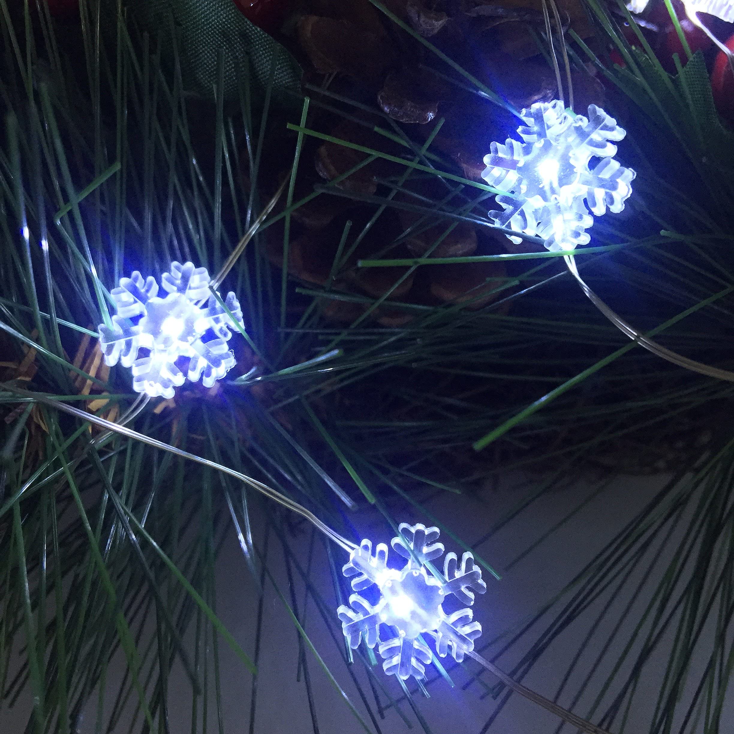 Mini Battery Snowflake Fairy Lights (Cold White)