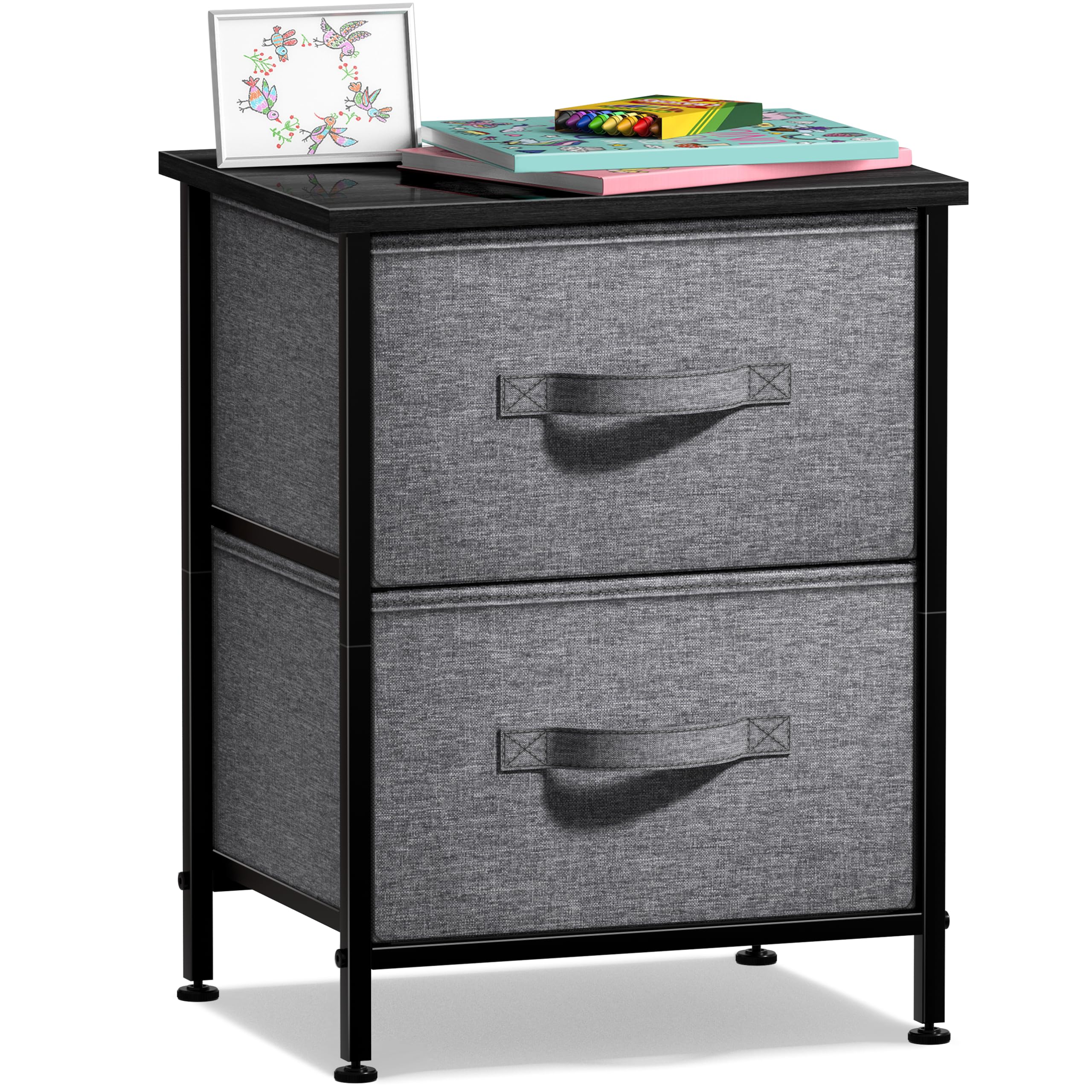 Sorbus 2-Drawer Fabric Nightstand