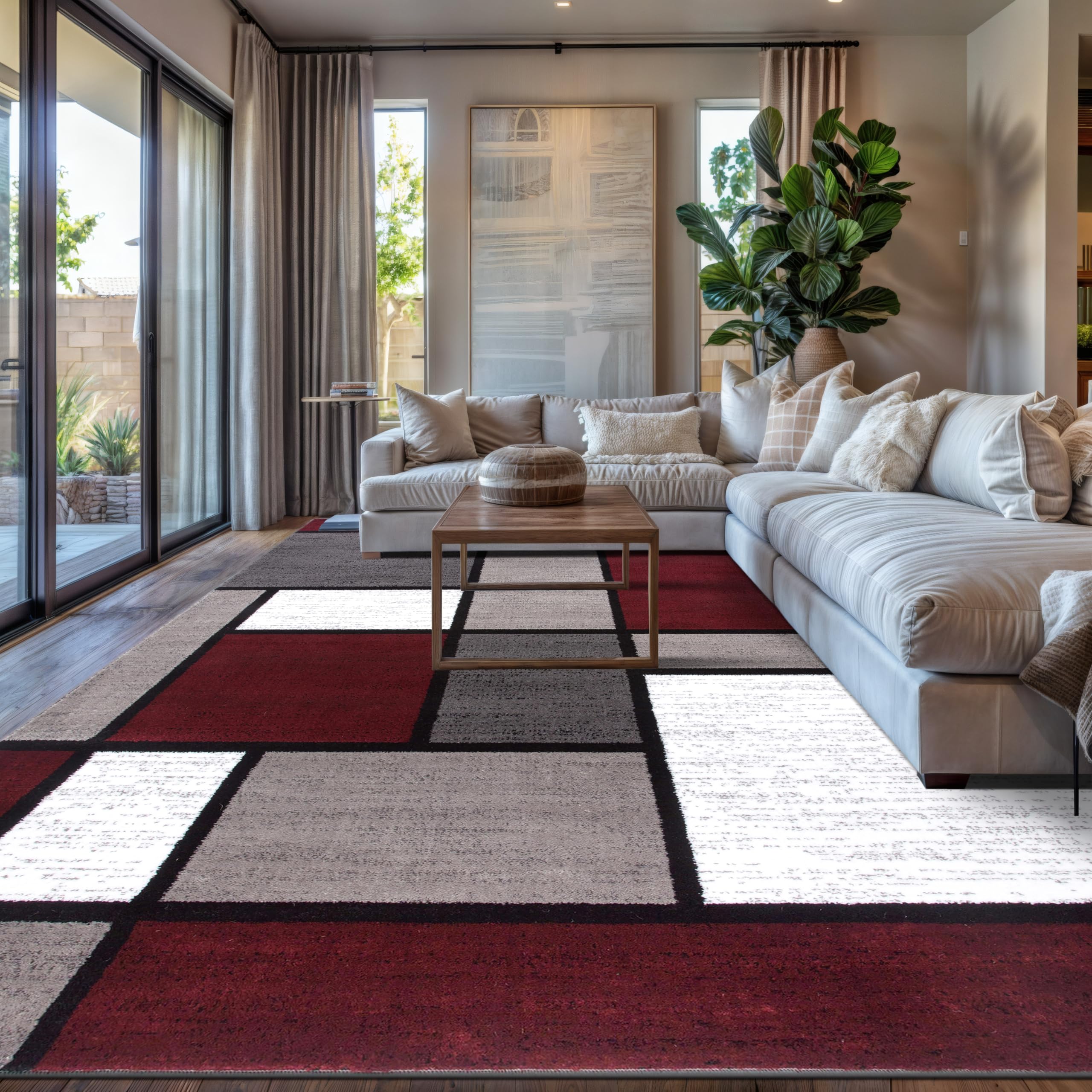 Rugshop Modern Geometric Boxes Rug 7x10