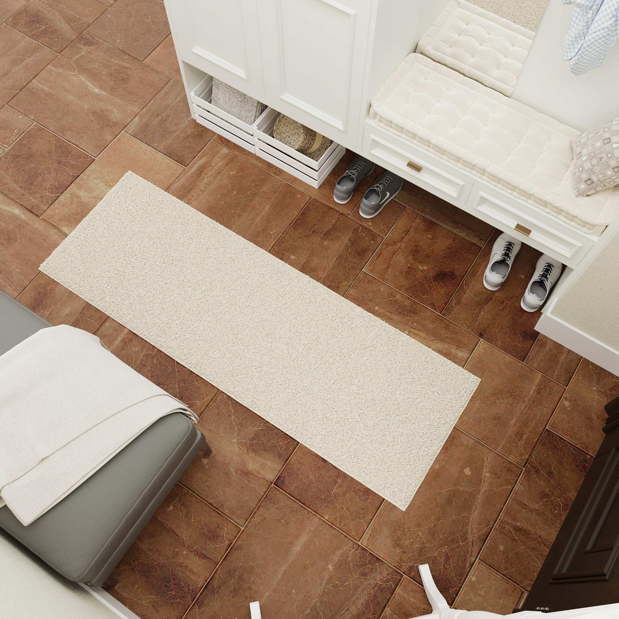 Ottomanson Shaggy Area Rug (Cream)