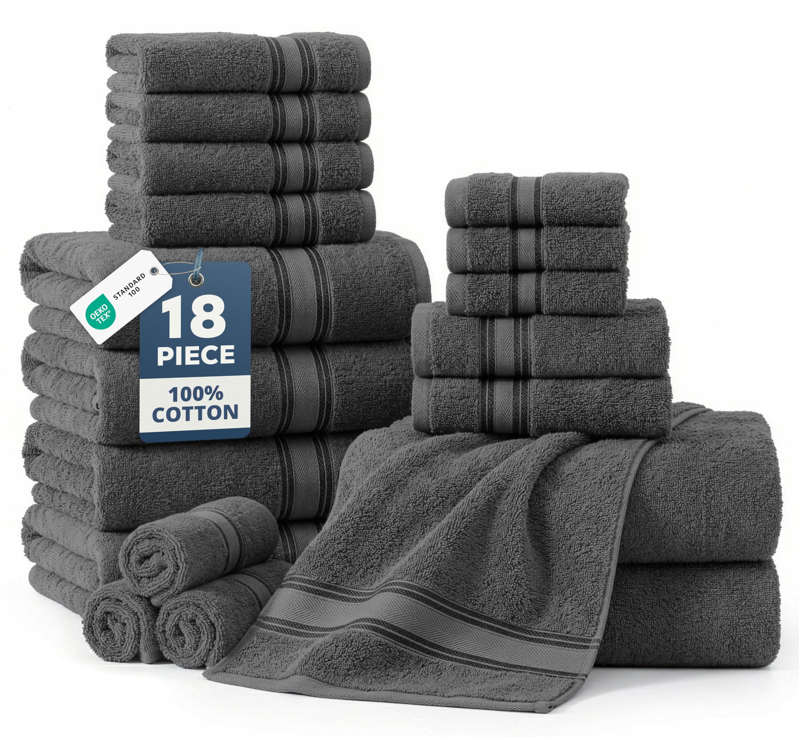 LANE LINEN 18-Piece Premium Towel Set